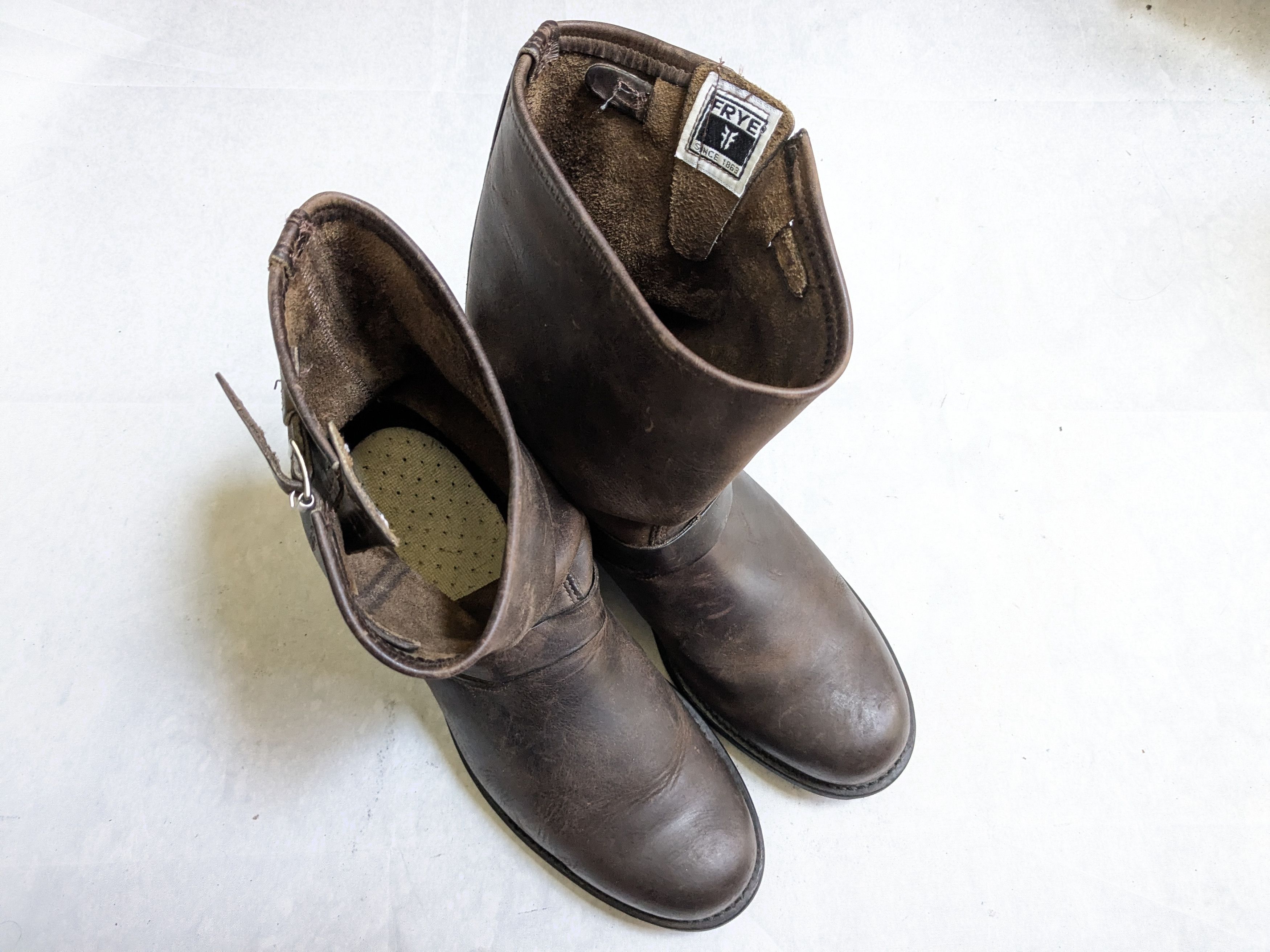 Frye Frye Engineer Boots Brown 12 M Leather Buckle Strap USA Size US 12 / EU 45 - 4 Thumbnail