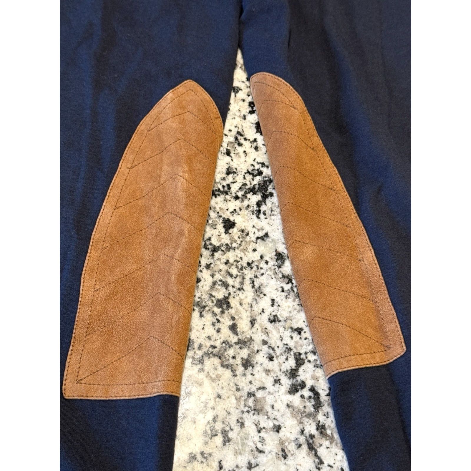 Polo Ralph Lauren Polo Ralph Lauren Riding Leggings Navy Blue Faux Leather Patches Size L Women Size 36" / US 14 / IT 50 - 2 Thumbnail