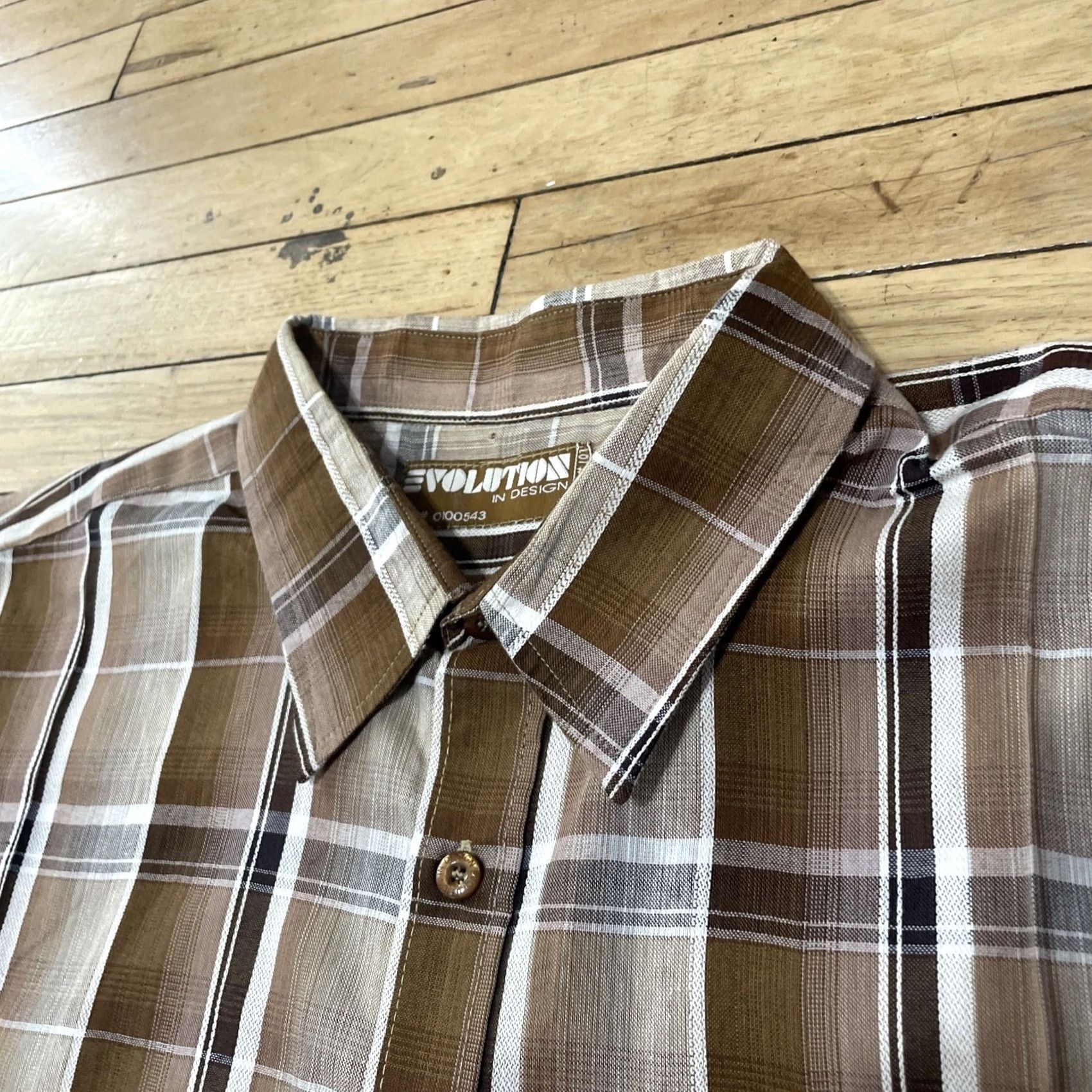 Vintage VINTAGE Evolution in Design Button Shirt Men 2XL Brown Western Plaid 70s 90s XXL 54" Short Sleeve Button-Up Collared Mens Size US XXL / EU 58 / 5 - 3 Thumbnail