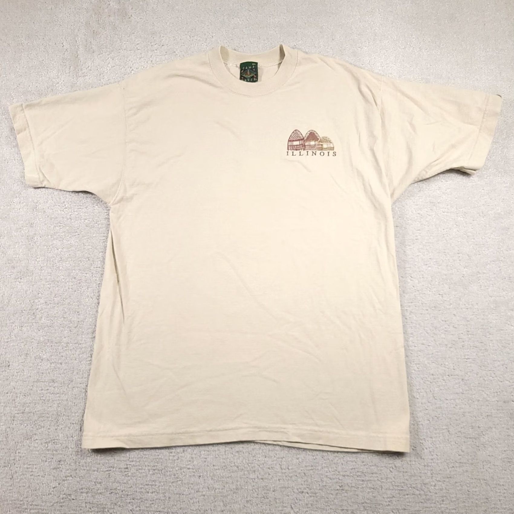Vintage VINTAGE Camp David T Shirt Mens XL Ivory Embroidered Illinois Tee 90s Size US XL / EU 56 / 4 - 2 Thumbnail