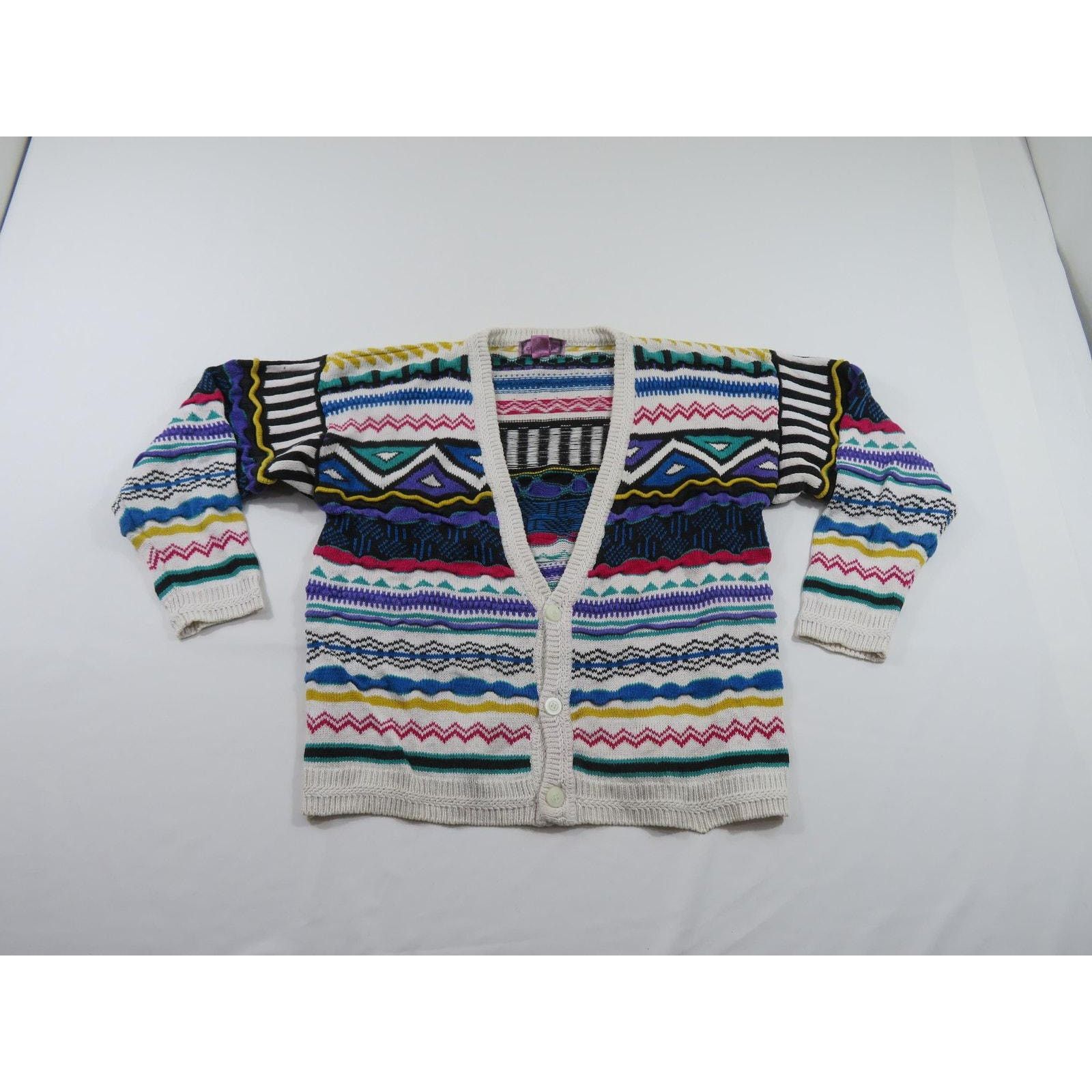 Other Concrete V-Neck Cardigan Textured Sweater White Sz M 1990s Size US M / EU 48-50 / 2 - 1 Thumbnail