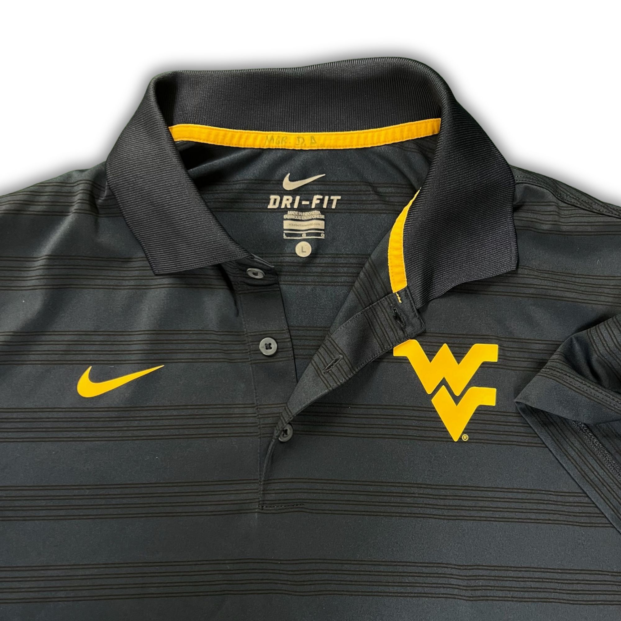 Nike NIKE Mens West Virginia Mountaineers Striped Dri-Fit Polo Sh Size US L / EU 52-54 / 3 - 4 Thumbnail