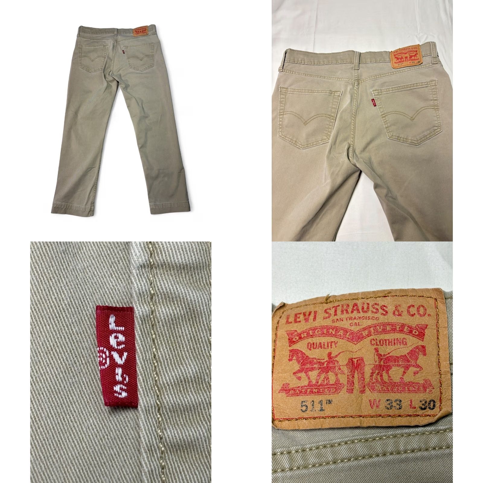 Levi's Levi's 511 Slim Fit Khaki Pants 33x30 Stretch Casual Chinos Mens Size US 33 - 8 Thumbnail