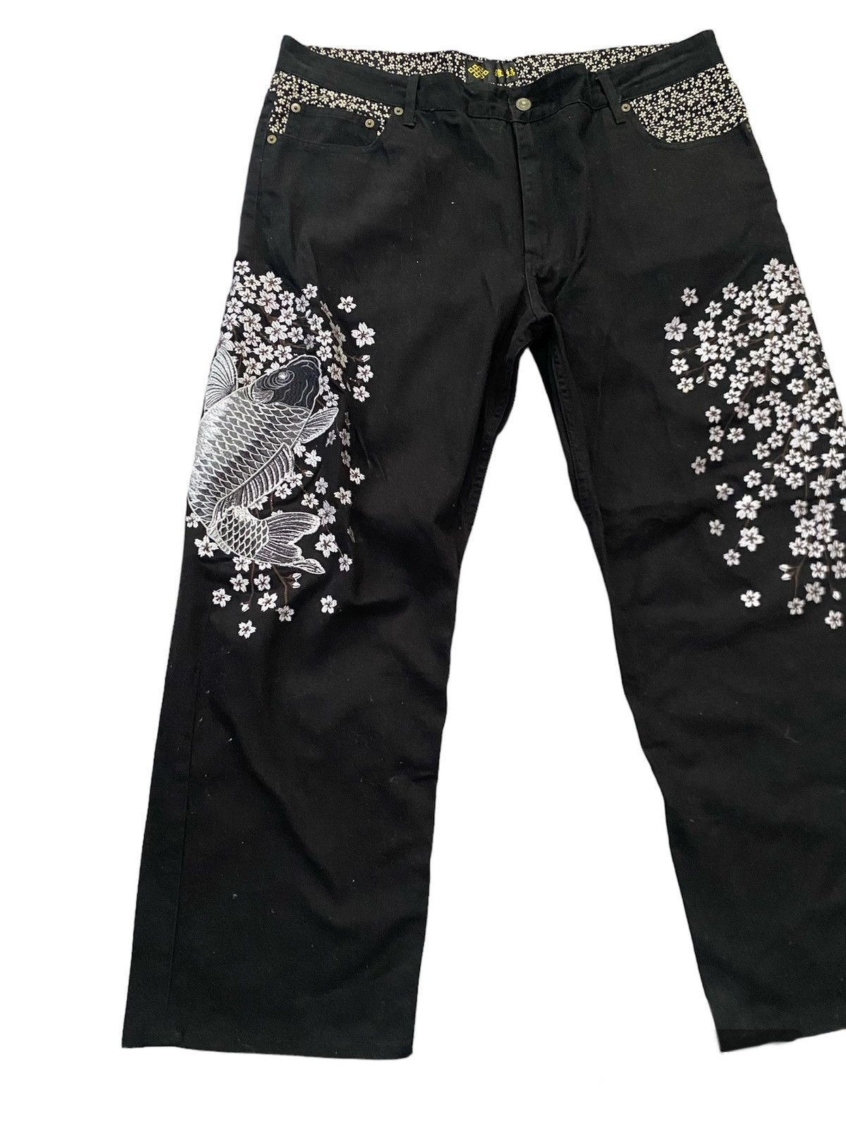 Japanese Brand JAPAN BRAND TATOO JEANS KOI FISH SUKAJAN YAKUZA STYLE Size US 40 / EU 56 - 3 Thumbnail