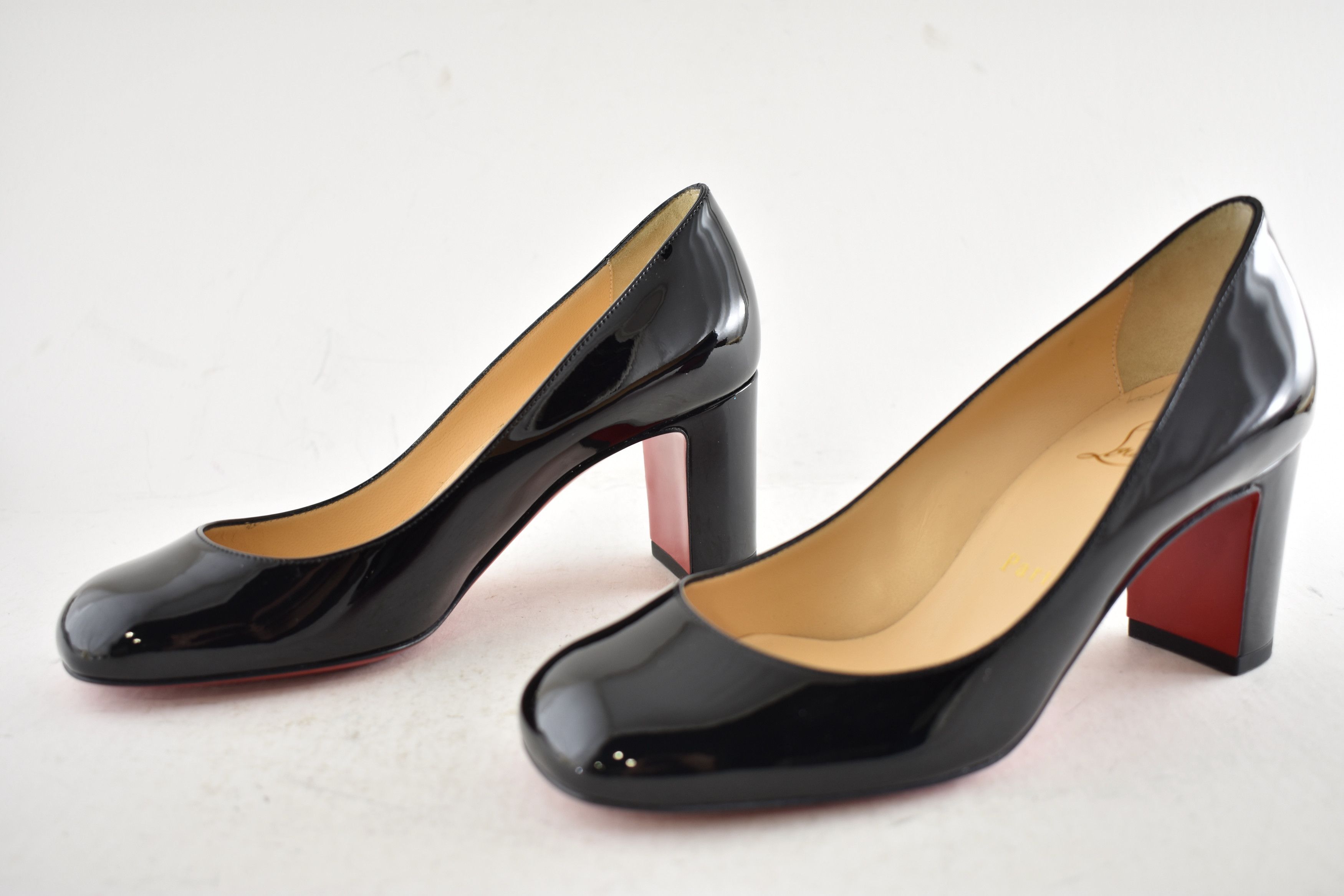 Christian Louboutin Cadrilla 70 Black Patent Leather Block Heel Classic Pump 35 Size US 5 / IT 35 - 13 Thumbnail