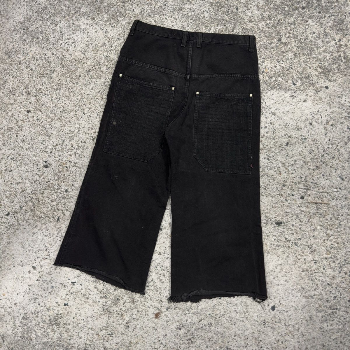 Vintage 90s Baggy Wide Leg Long Black Denim Shorts ERD Grunge Skater Size US 34 / EU 50 - 11 Thumbnail