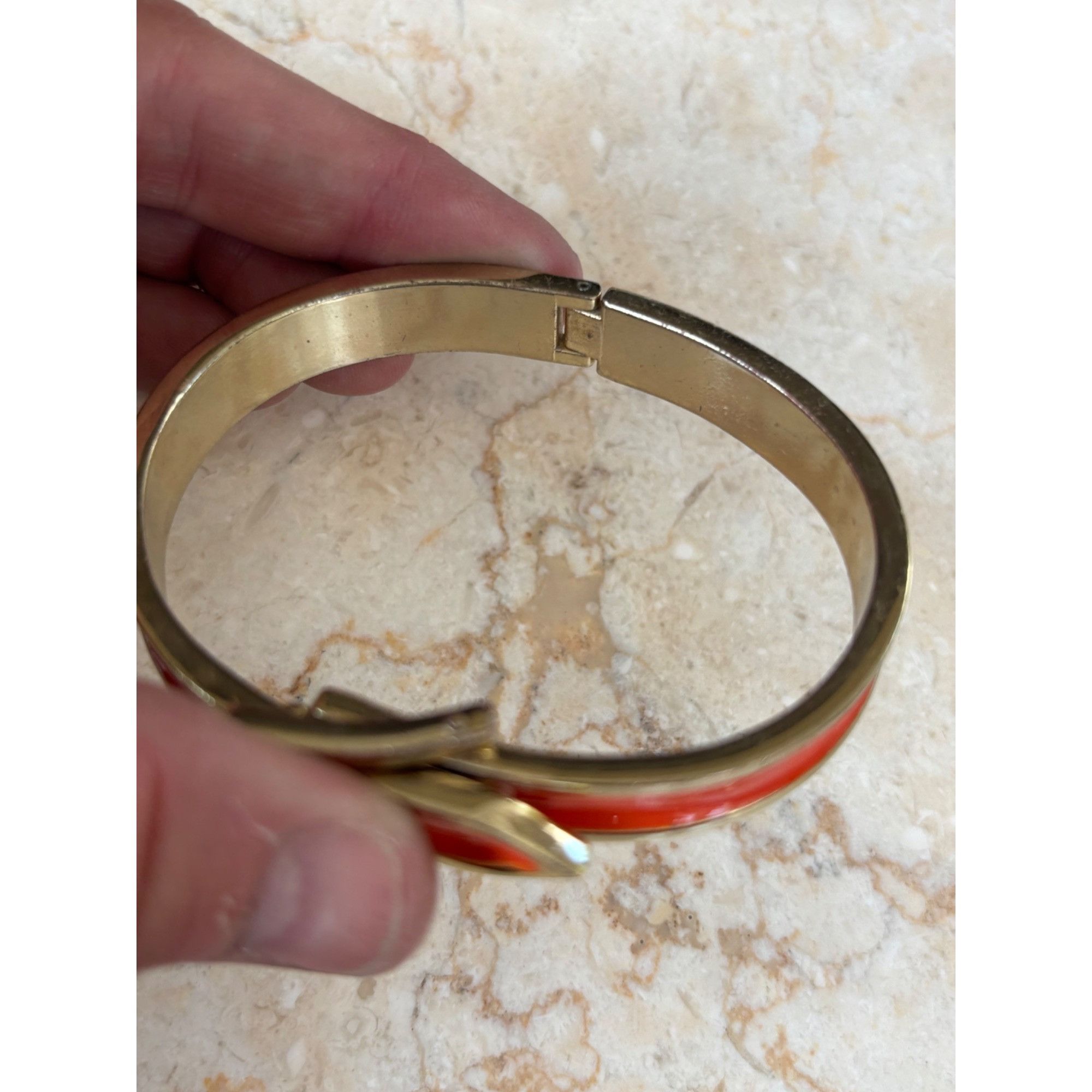 Other Gold-Tone orange & White Enamel Buckle Bangle Bracelets Set Size ONE SIZE - 4 Thumbnail