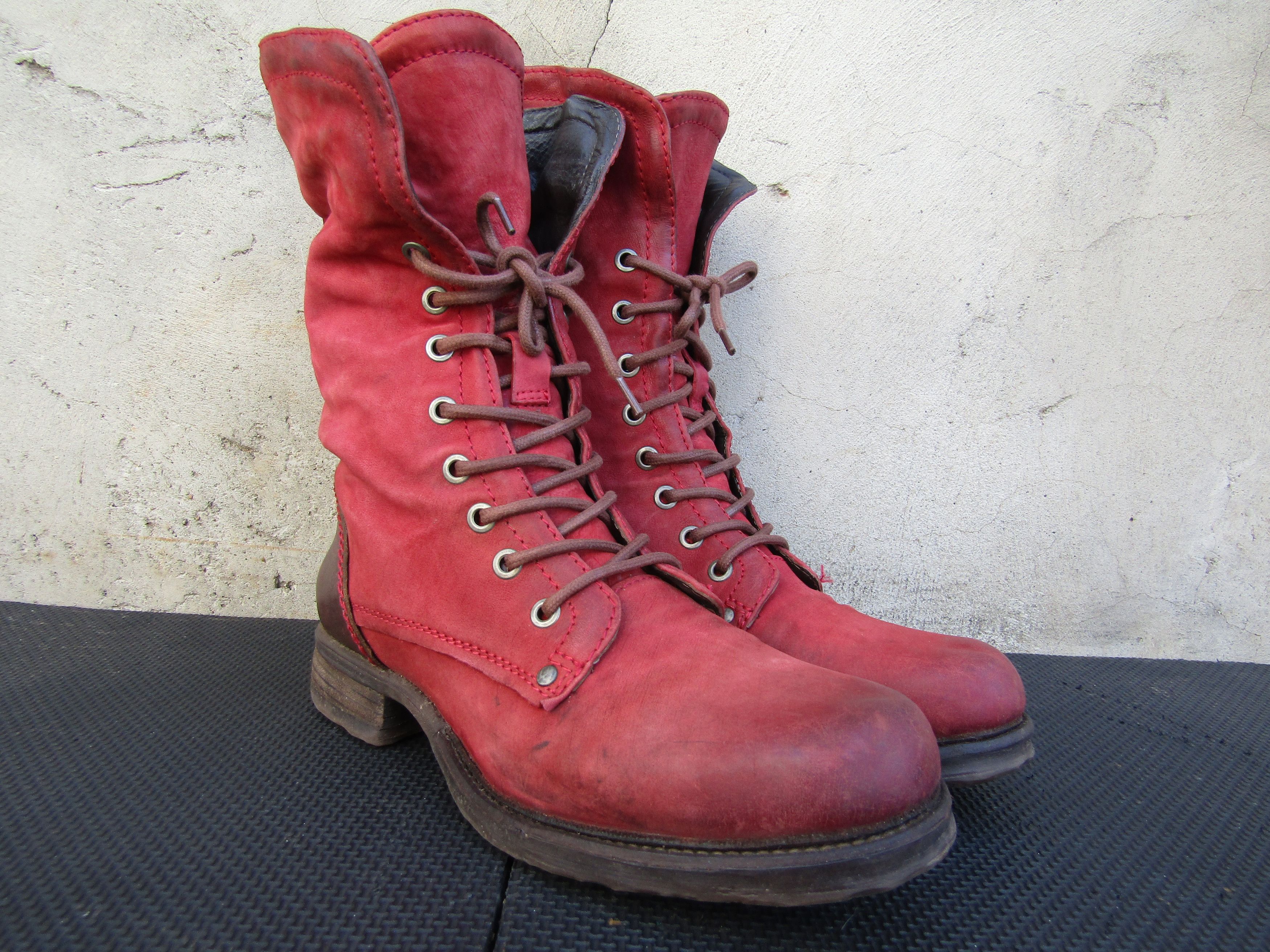 A.S.98 Airstep A.S.98 Red Combat Lace Up Leather Block Size US 9 / IT 39 - 5 Thumbnail