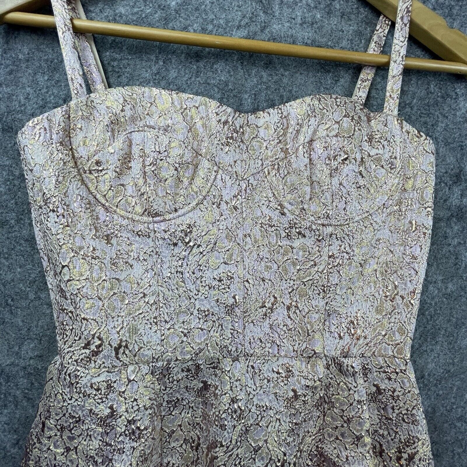 Jil Stuart Jill Stuart Dress 0 Pink Gold Shimmer Metallic Jacquard Silk Size S / US 4 / IT 40 - 3 Thumbnail