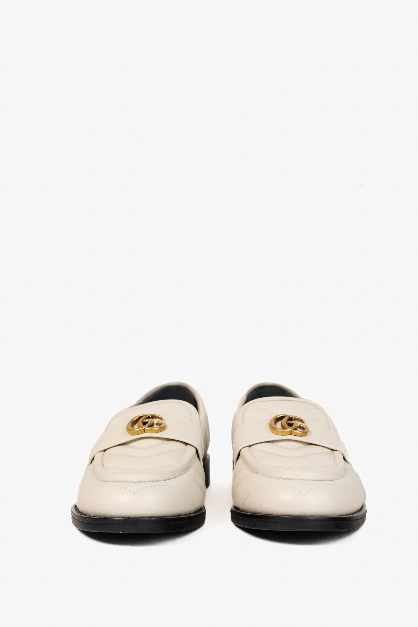 Gucci Gucci Marmont Cream GG Matelasse Leather Loafers Size US 7 / IT 37 - 3 Thumbnail