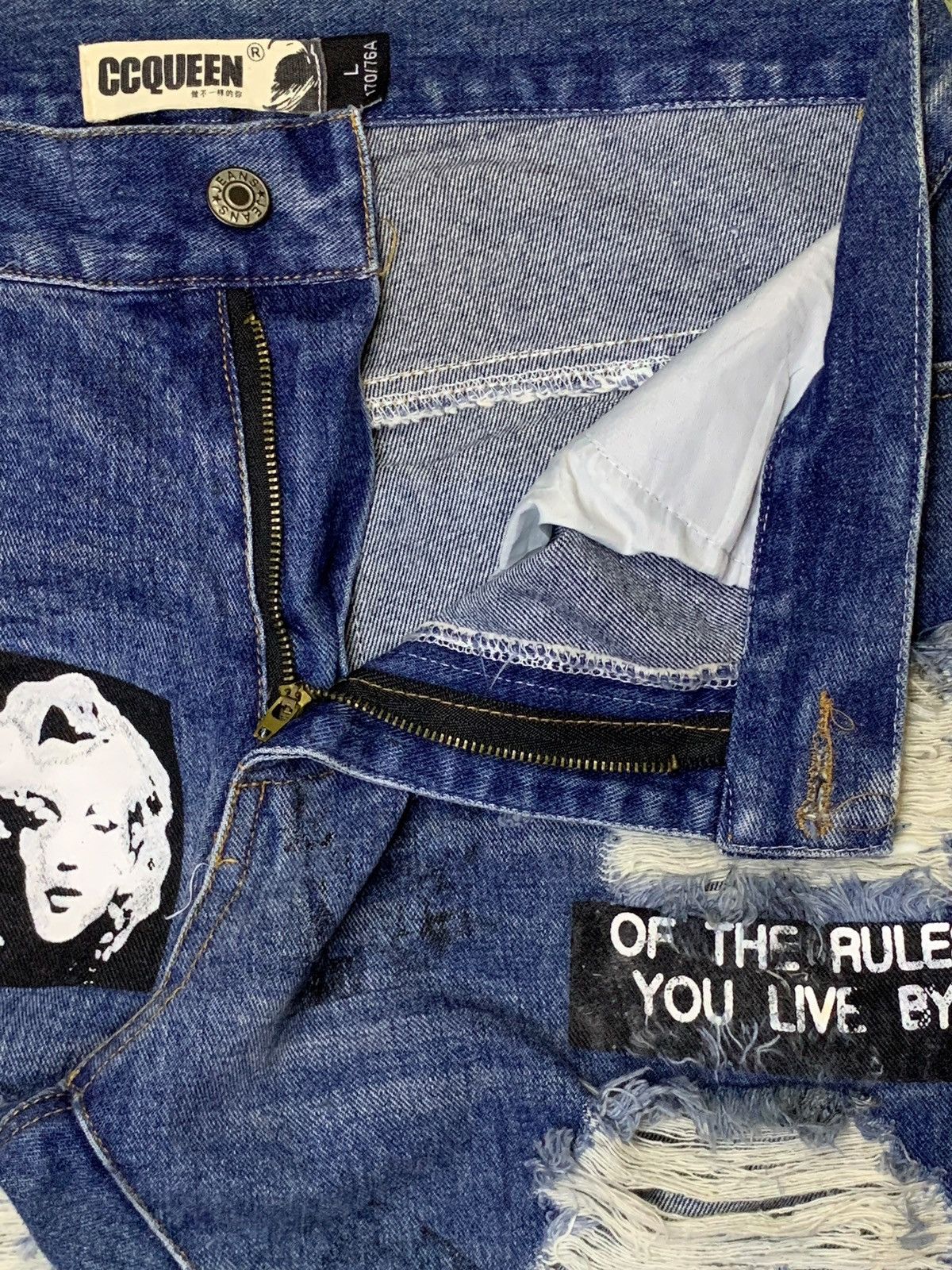 Seditionaries Vintage Japanese Brand Distressed Punk Printed Jeans Size 32" / US 10 / IT 46 - 9 Thumbnail