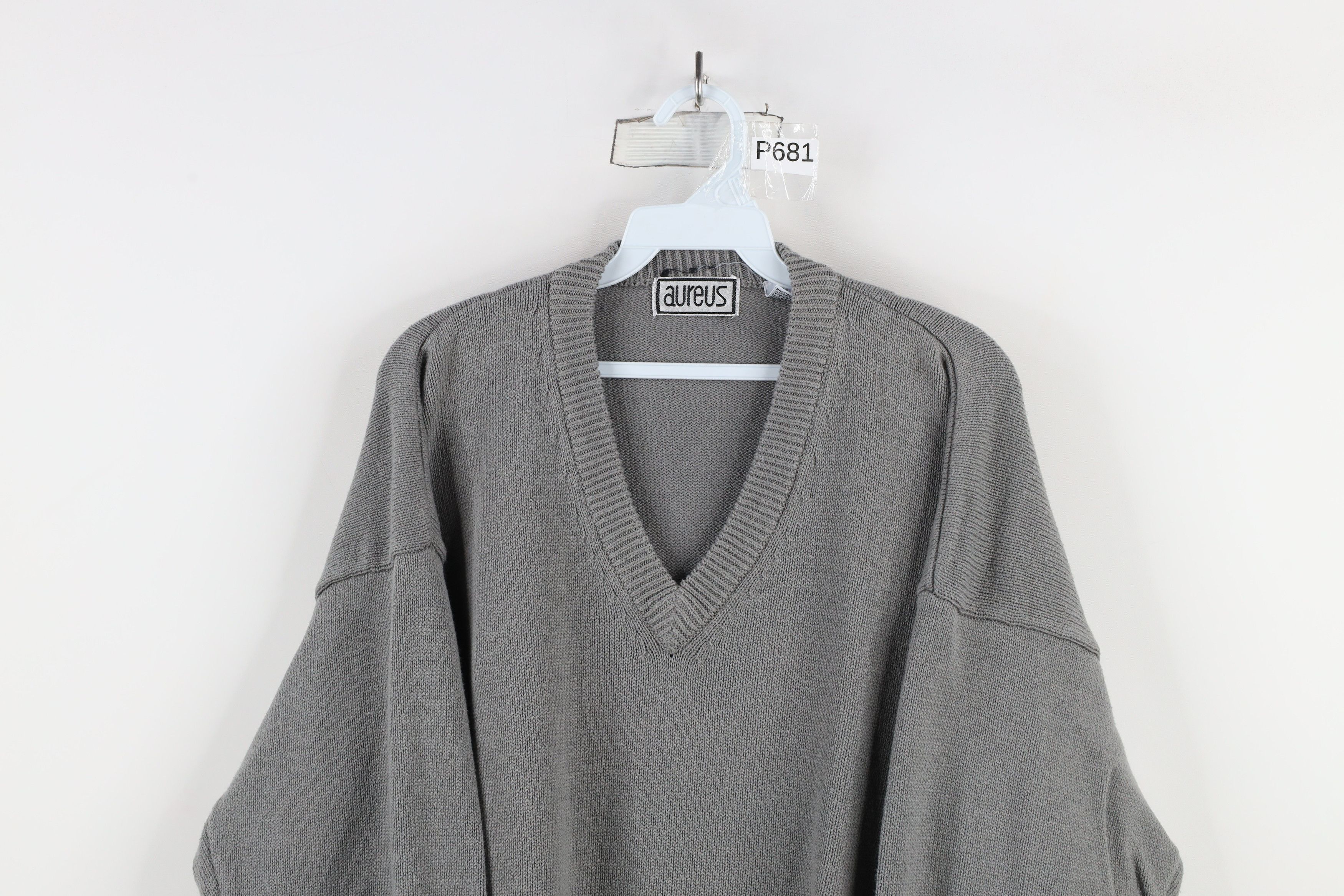 Vintage Vintage 90s Streetwear Blank Ribbed Knit V-Neck Sweater Gray Size US XL / EU 56 / 4 - 2 Thumbnail