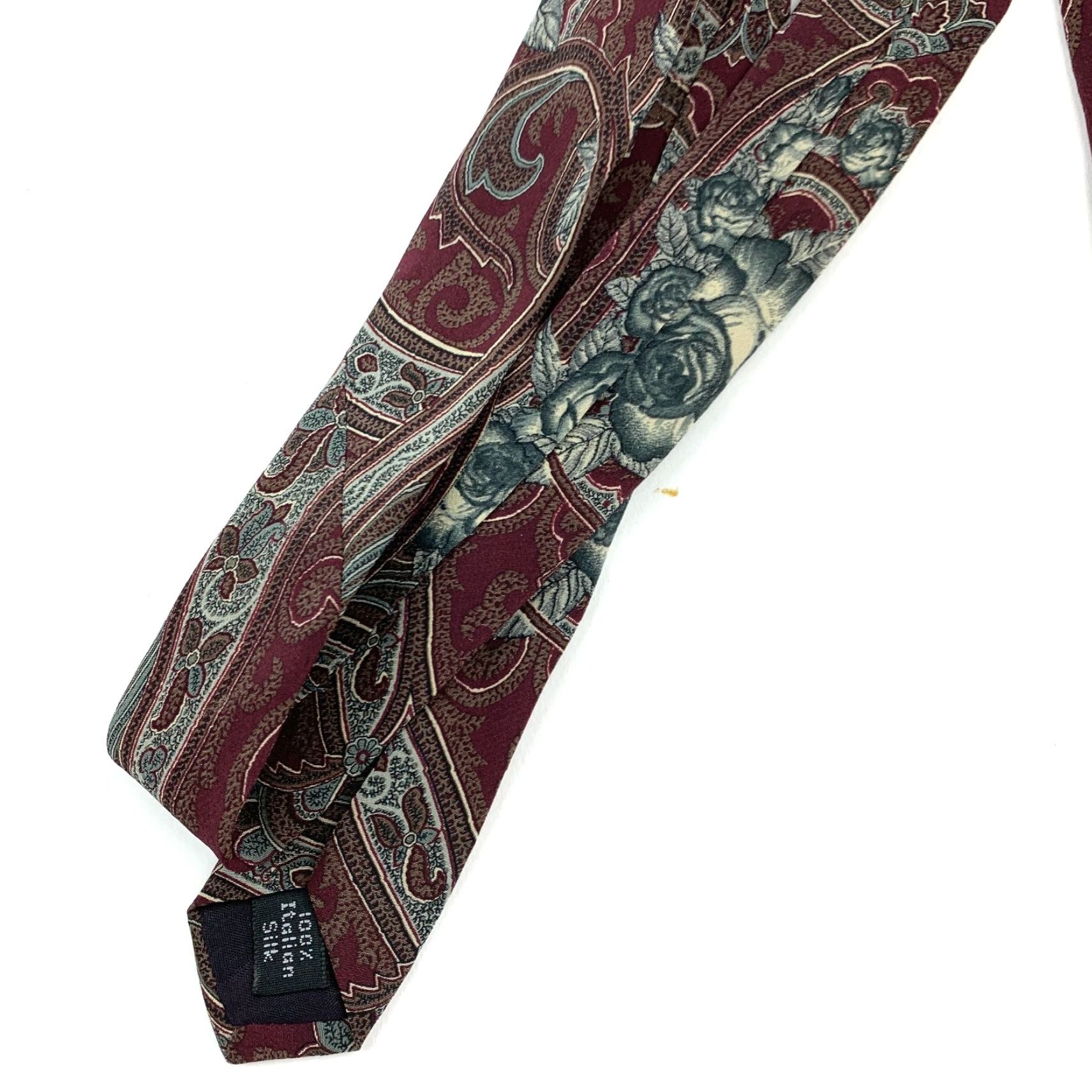 Vintage Henry Grethel Tie Men 100% Silk Red Blue Roses Floral Hollywood Regency 58x4" Vintage Style Mens Size ONE SIZE - 4 Thumbnail