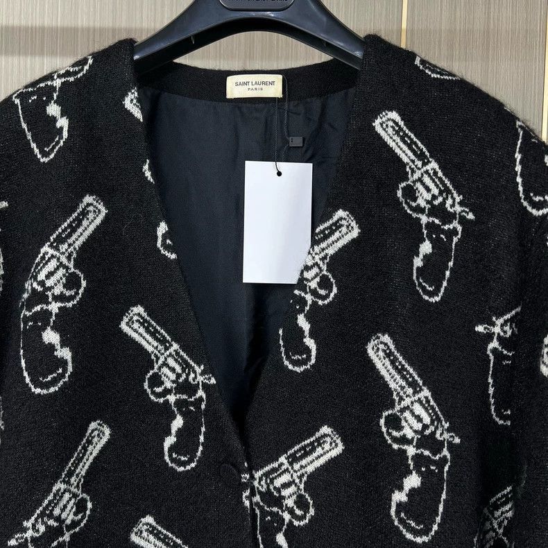 Saint Laurent Paris Saint Laurent Wool Cardigan with Gun Print-2505 Size US XL / EU 56 / 4 - 3 Thumbnail
