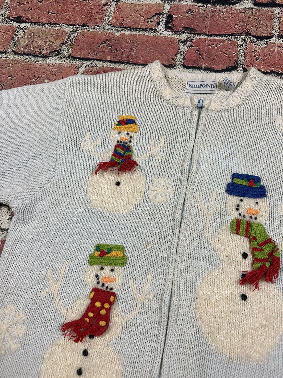 Other Vintage BellePointe Christmas Knit Cardigan Sweater Snowman Size XL / US 12-14 / IT 48-50 - 5 Thumbnail