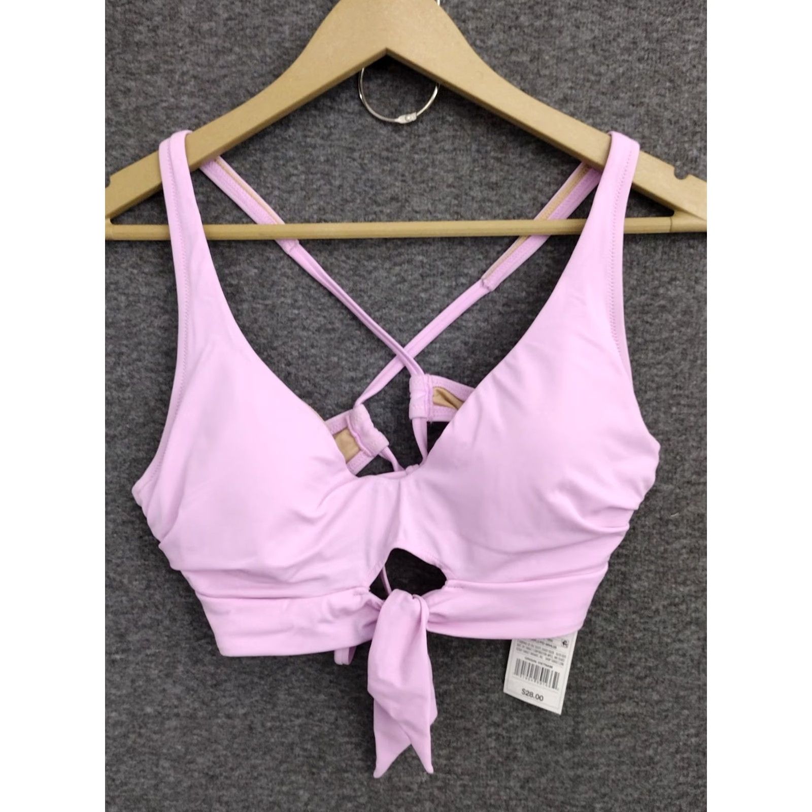 Vintage Shade & Shore Purple Front Tie Keyhole Spaghetti Bikini Top Padded 36B - Women's Swim Top, Purple, Lined, Nylon/Polyester/Spandex Size XS / US 0-2 / IT 36-38 - 2 Thumbnail