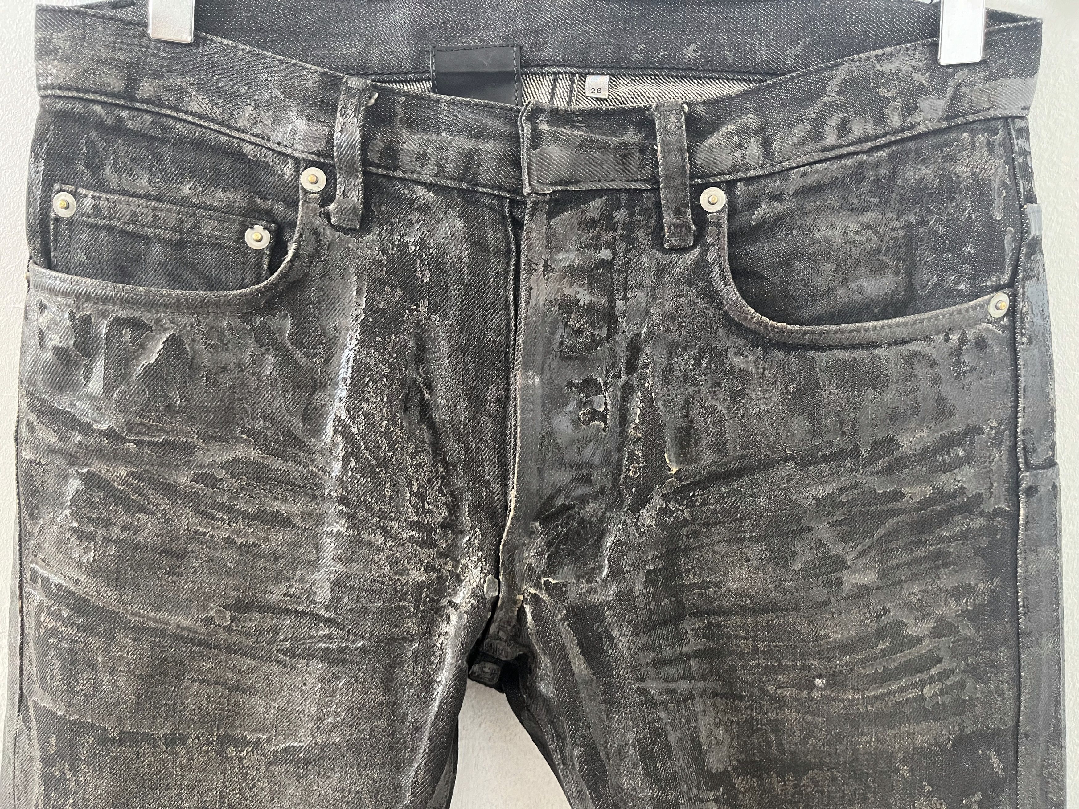 Dior Dior Homme AW07 Black Luster Waxed Denim Size US 26 / EU 42 - 3 Thumbnail