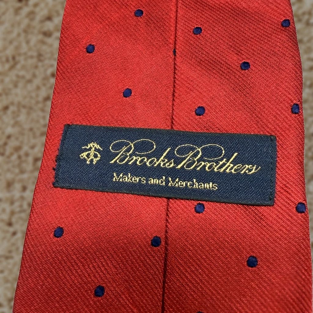 Brooks Brothers Tie Mens One Size Red Polka Dot Silk Pointed Necktie Made In Usa, Men's