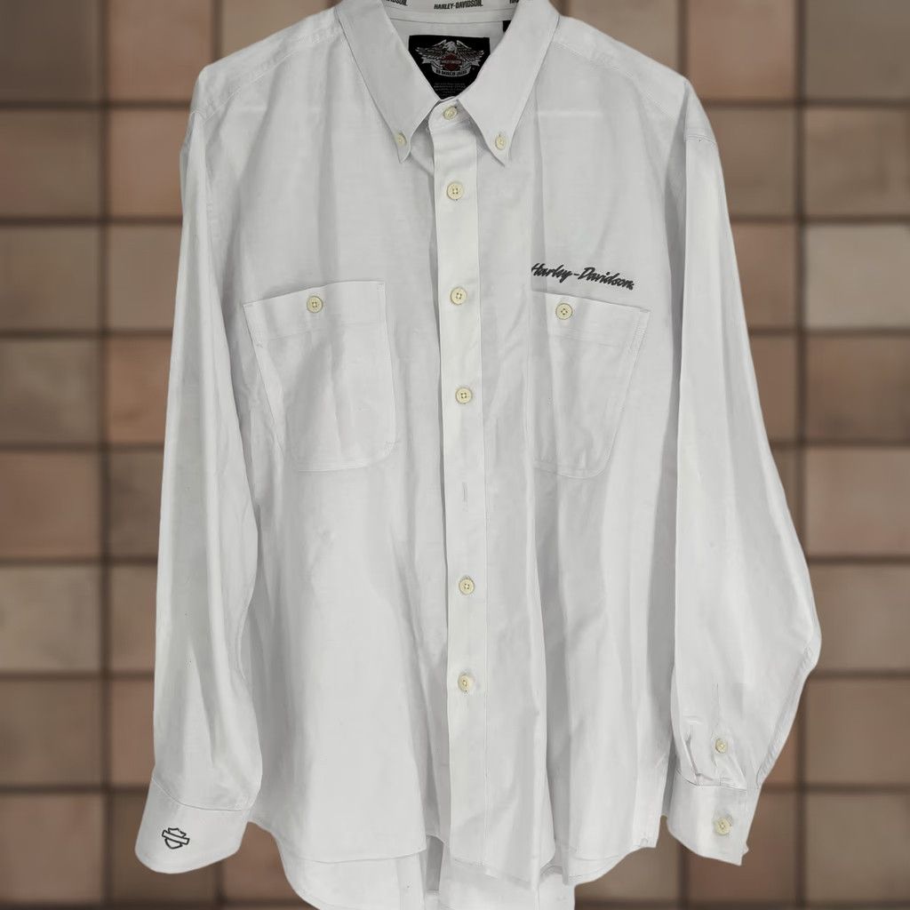 Harley Davidson VINTAGE Harley-Davidson Shirt Mens XL White Oxford Button-Up Embroidered Modern Classics Size US XL / EU 56 / 4 - 1 Thumbnail