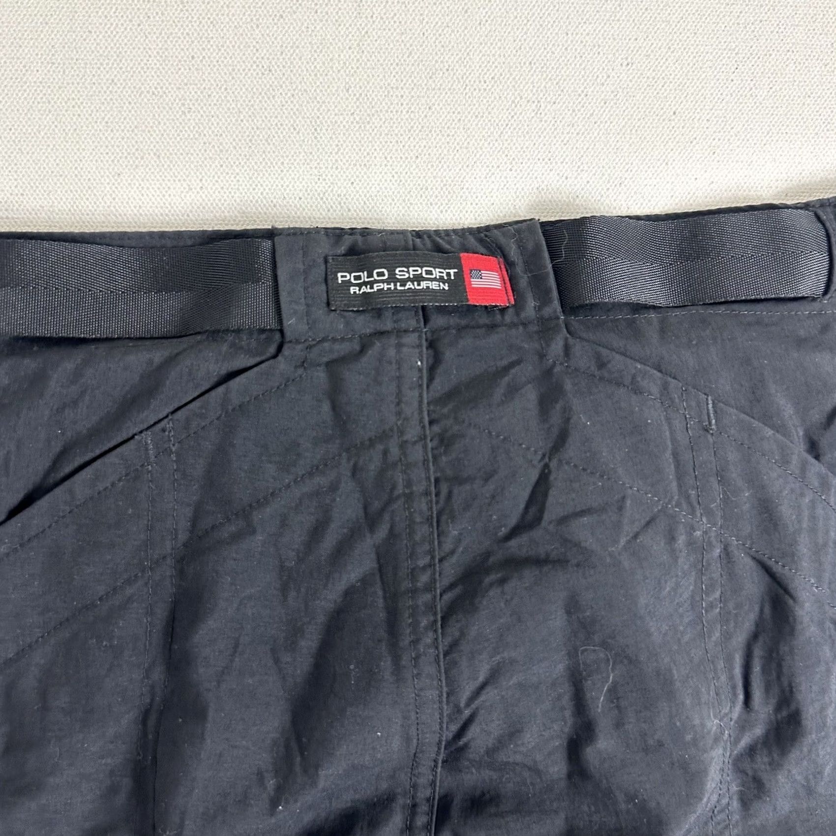 Polo Ralph Lauren VINTAGE Polo Sport Mens XL Black Nylon Track Pants Pockets Wind Hiking Foldable Belted 90’s Mens Size US XL / EU 56 / 4 - 7 Thumbnail