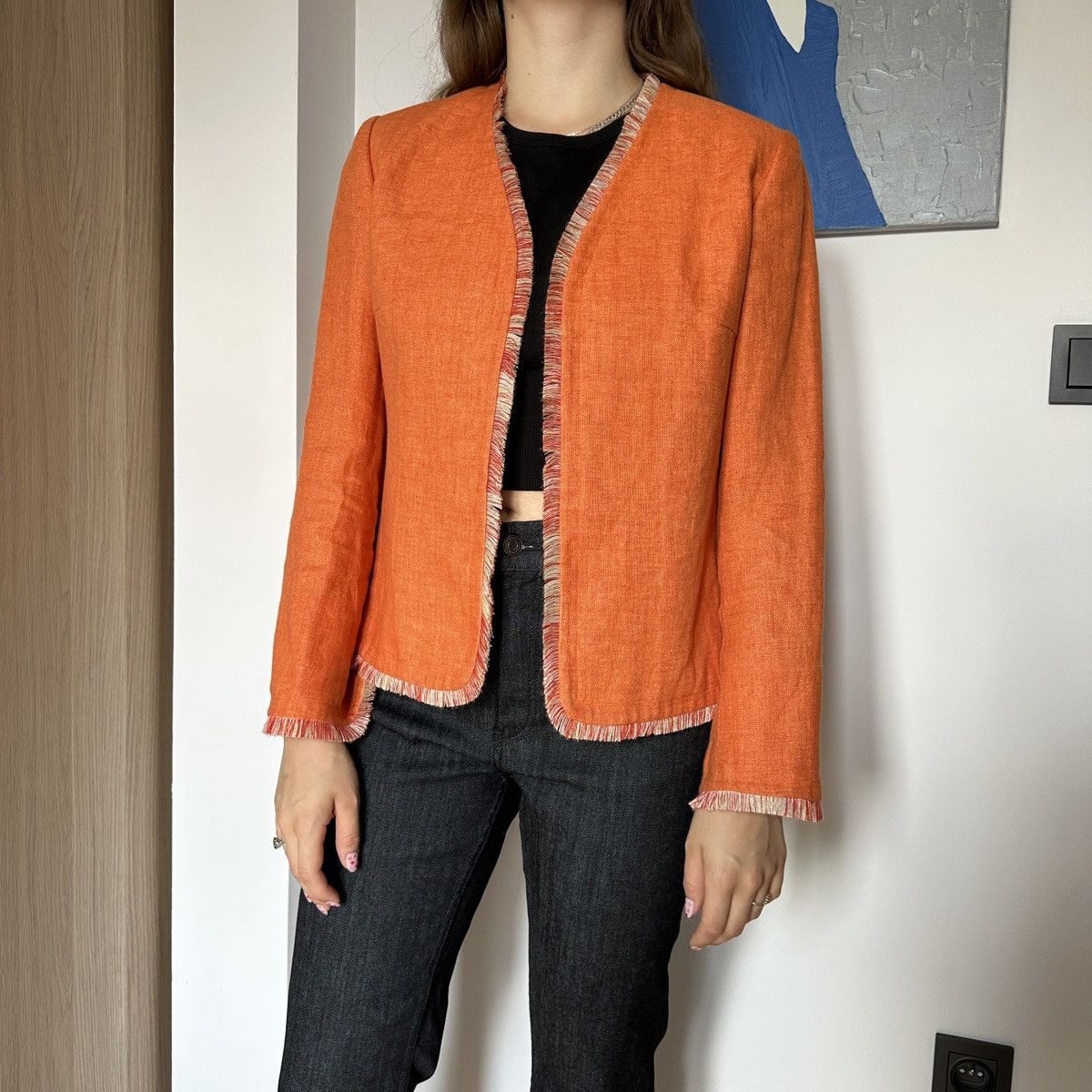 Bernard Zins Made in France Lin Linen Blazer Jacket Coat M