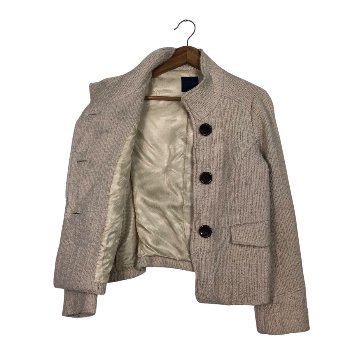 Japanese Brand 📌Asymmetrical Button Cropped Wool Jacket Ships Issey Miyake Size S / US 4 / IT 40 - 13 Thumbnail