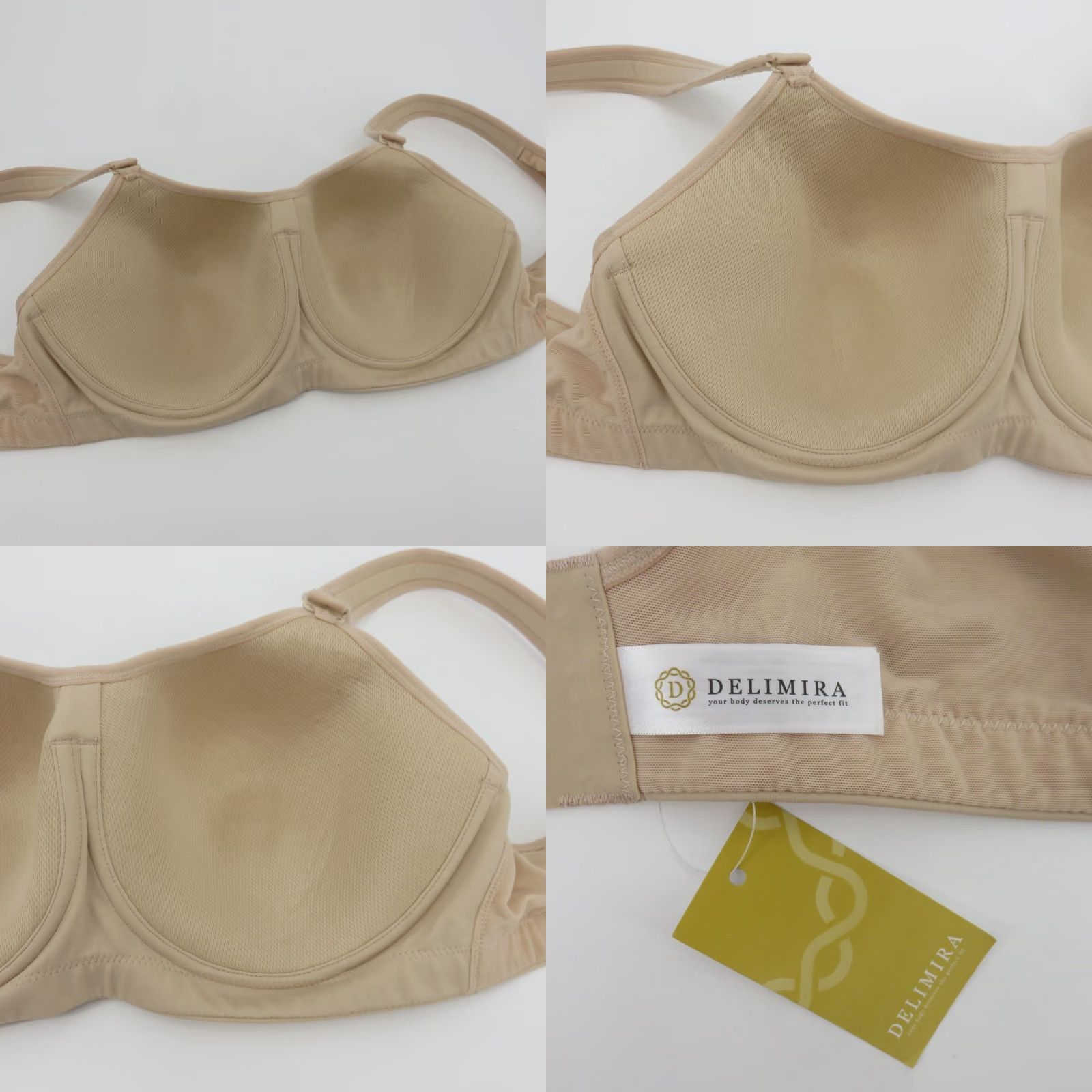 Vintage Delimira 42B A282 Contour Sports Bra High Impact Solid Beige Underwire NEW NWT Size ONE SIZE - 8 Thumbnail