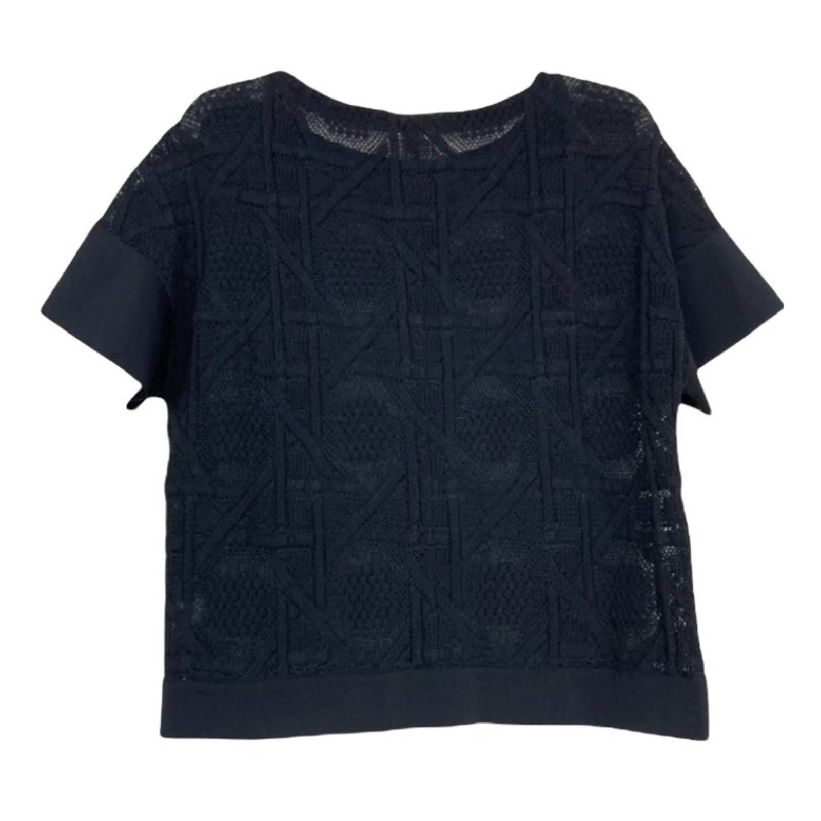 Other Lafayette 148 Black Open Knit Short Sleeve Boxy Blouse Sz S Size S / US 4 / IT 40 - 5 Thumbnail