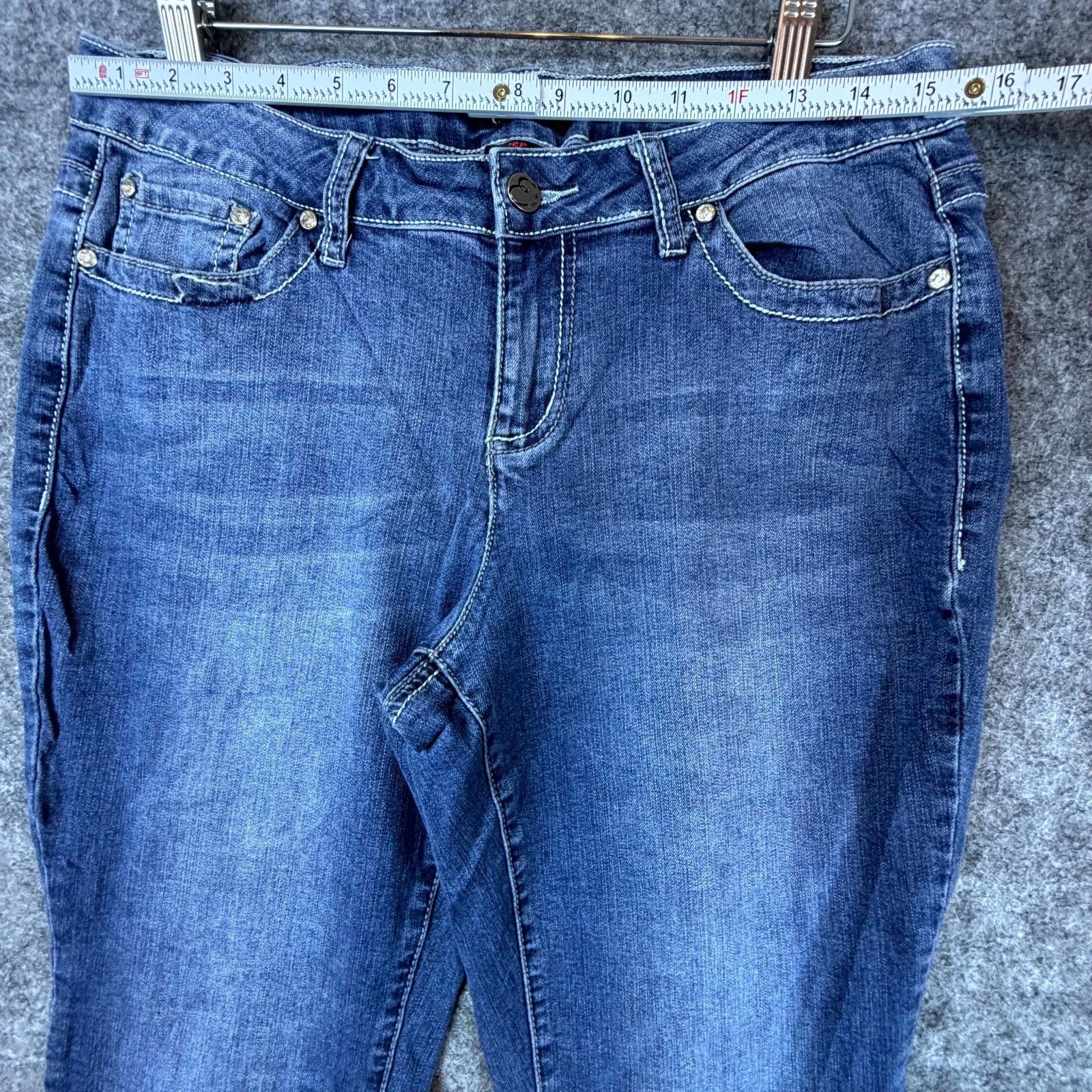 Earl Jeans Earl Jean Slim Bootcut Jeans Womens 12P Blue Y2K Embellished Size 34" / US 12 / IT 48 - 4 Thumbnail