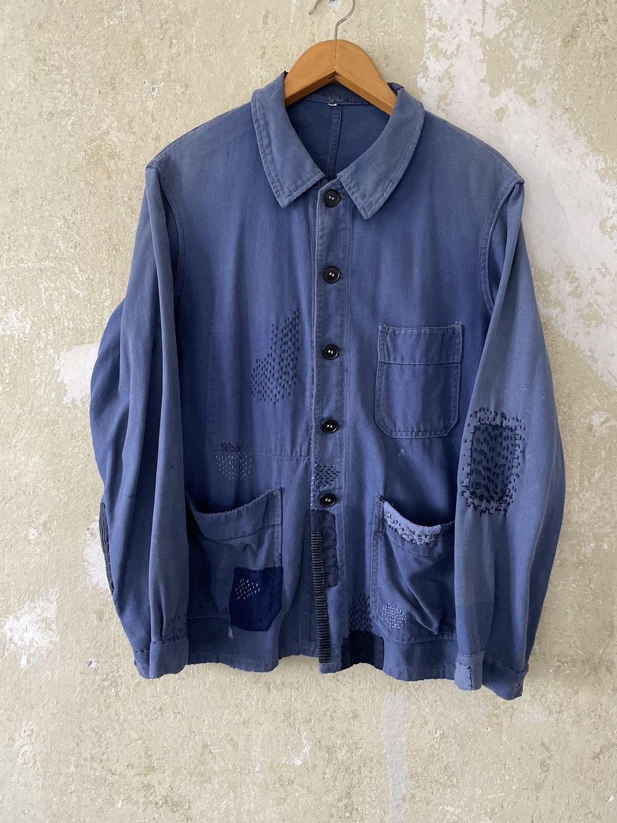 image of Vintage Sashiko Shirt in Blue, Men's (Size Small)