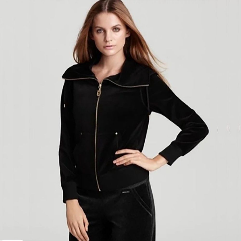 Michael Kors Michael Kors Black Velour Zip Up Sweatshirt Women’s Size M M Size M / US 6-8 / IT 42-44 - 1 Thumbnail