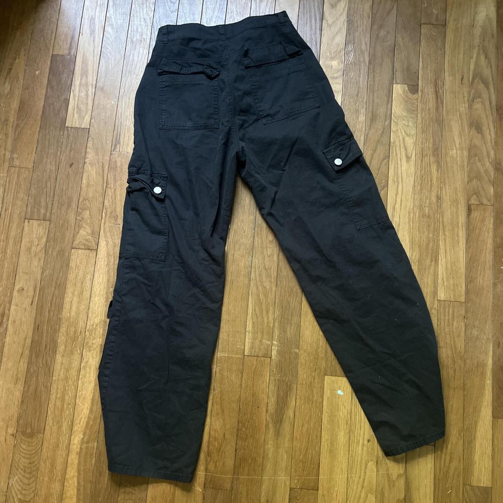 Shein SHEIN black straight leg cargo pants Size 27" / US 4 / IT 40 - 3 Thumbnail
