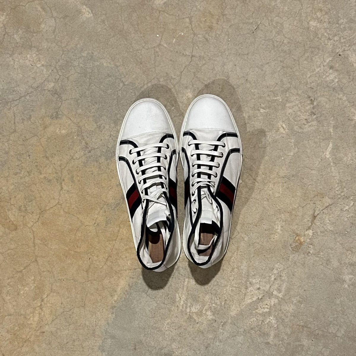 Designer × Gucci Gucci Canvas Signature Web High Top Shoes US 9 Size US 9 / EU 42 - 12 Thumbnail
