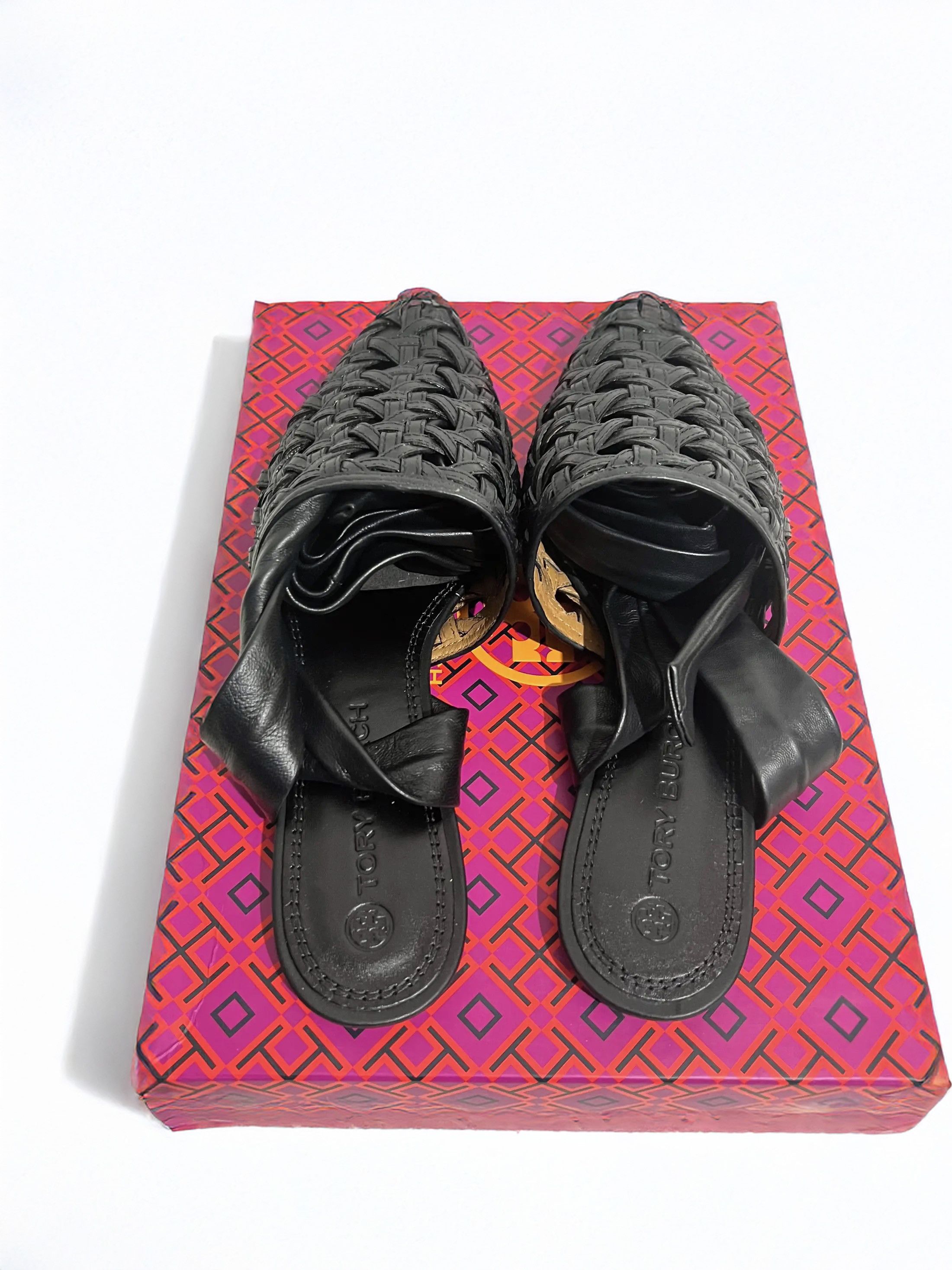 Tory Burch Ankle Ties Flat Basketweave Sandals Size US 8 / IT 38 - 6 Thumbnail