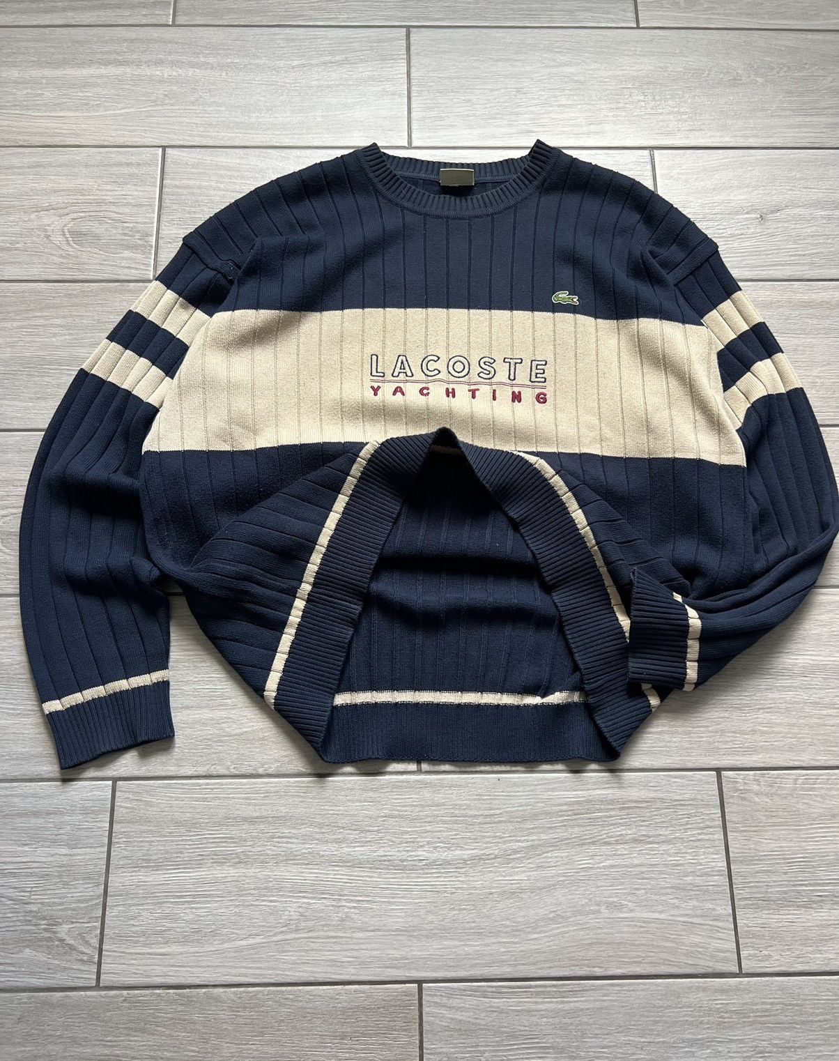 Lacoste Vintage 90s Lacoste Sweatshirt Stripe Big Logo Streetwear Size US XXL / EU 58 / 5 - 13 Thumbnail