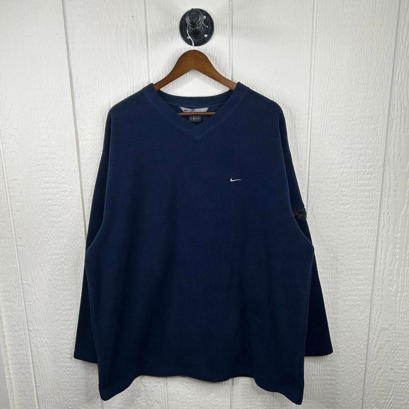 Nike Vintage 90's V-Neck Fleece Crewneck XX-Large Size US XXL / EU 58 / 5 - 1 Thumbnail