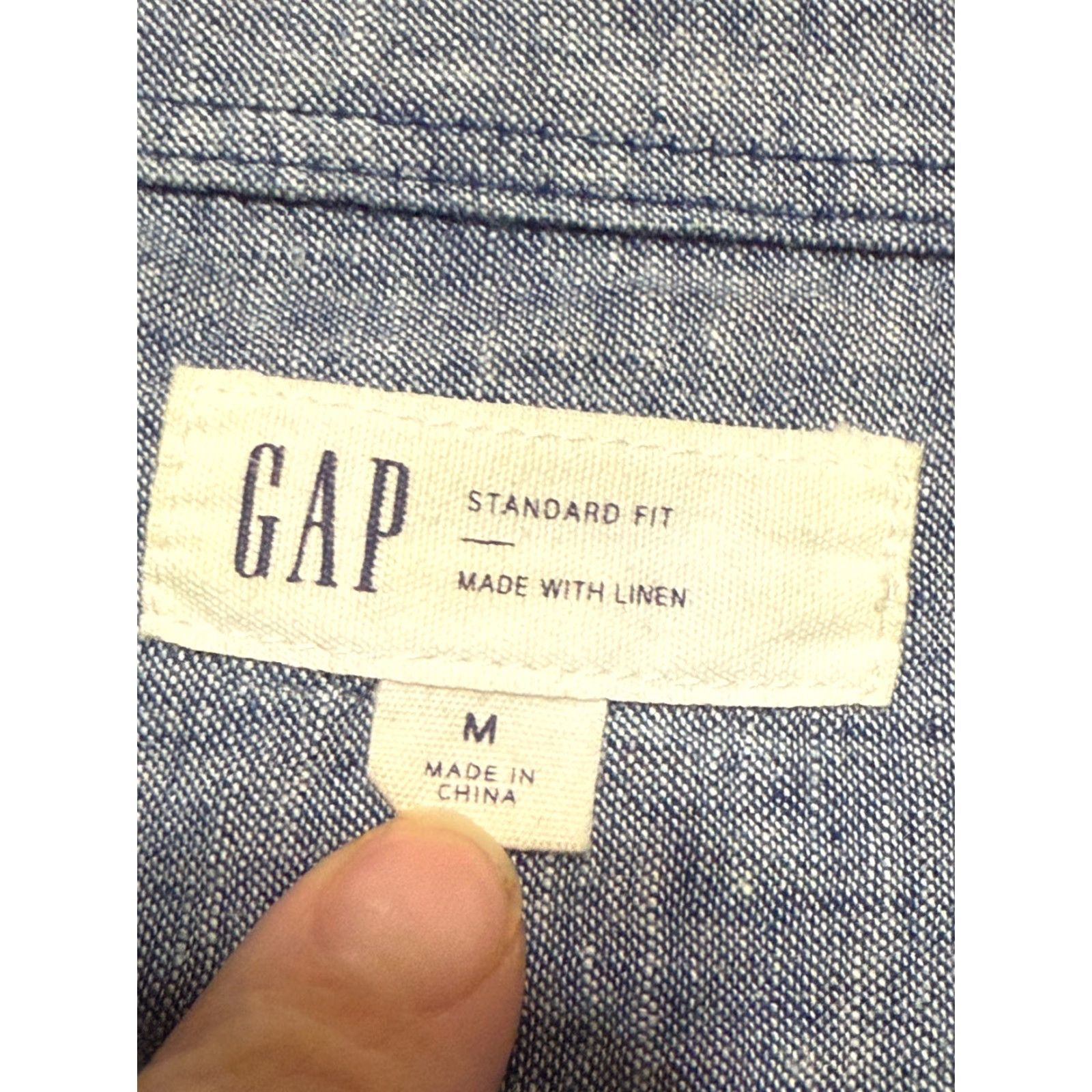 Gap GAP Shirt Men's Medium Blue Long Sleeve Button Up Standard Fit Linen Blend Size US M / EU 48-50 / 2 - 5 Thumbnail