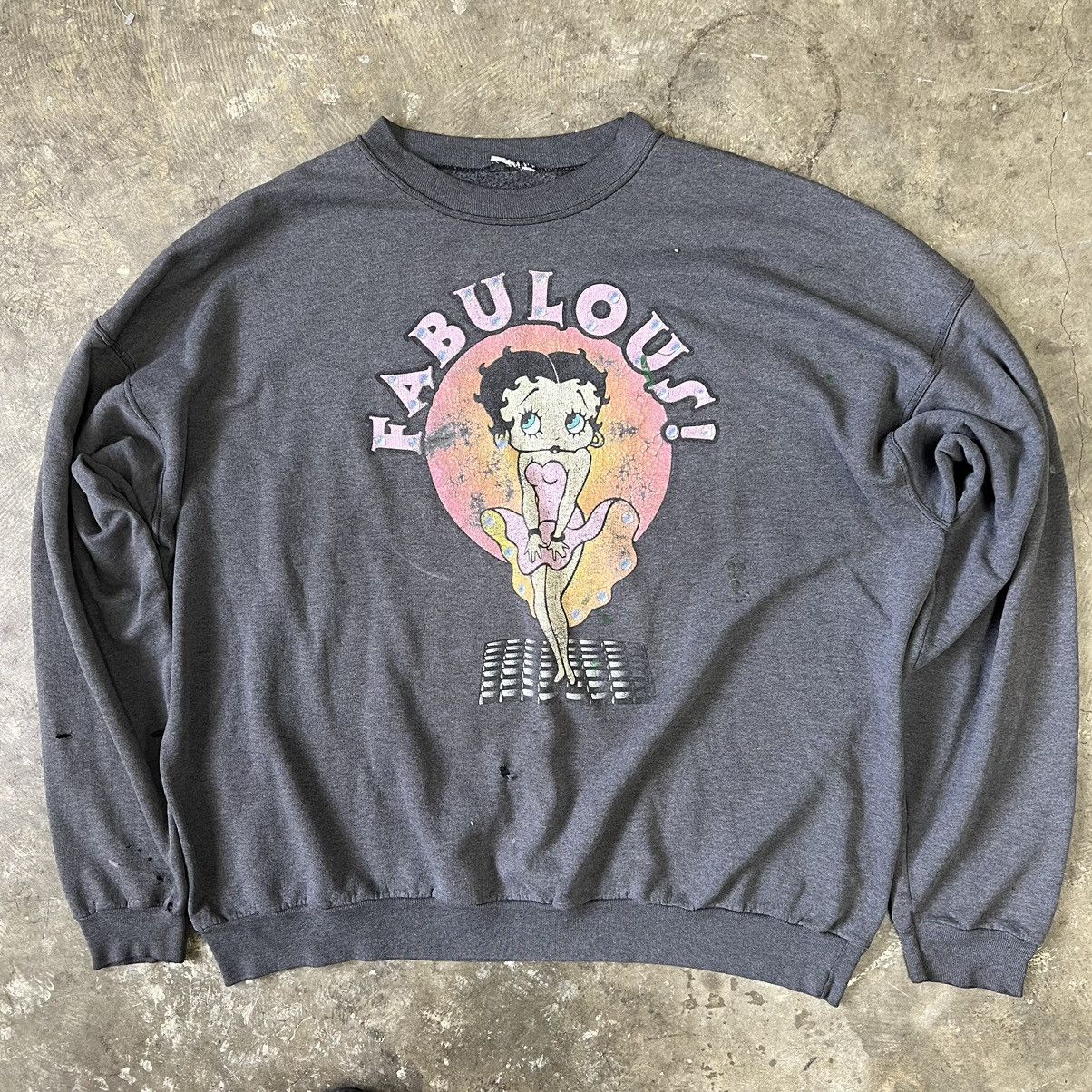 Image of Art x Vintage 90's Betty Boop Faded Black Sweatshirt Balenciaga, Men's (Size 2XL)