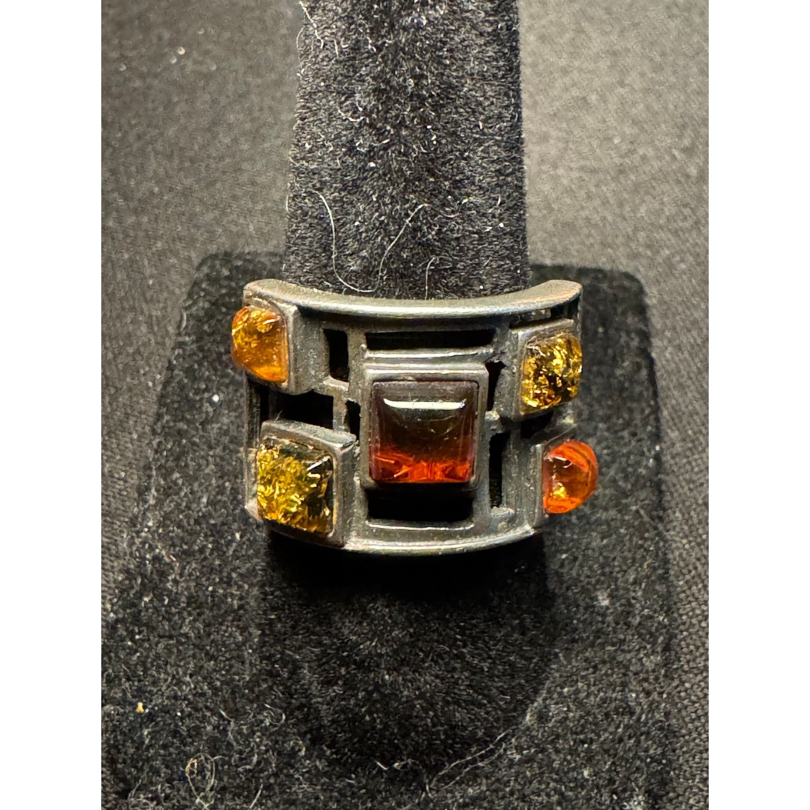 Other 925 Silver 5 Shades of Amber Size 7 Cut Out Ring Size ONE SIZE - 2 Thumbnail