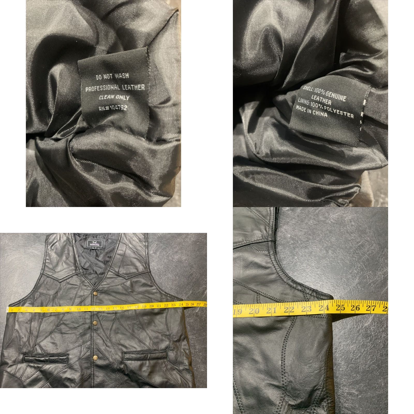 JM Collection M Collection Black Leather Motorcycle Vest 2XL Men Biker Casual Size US XXL / EU 58 / 5 - 8 Thumbnail