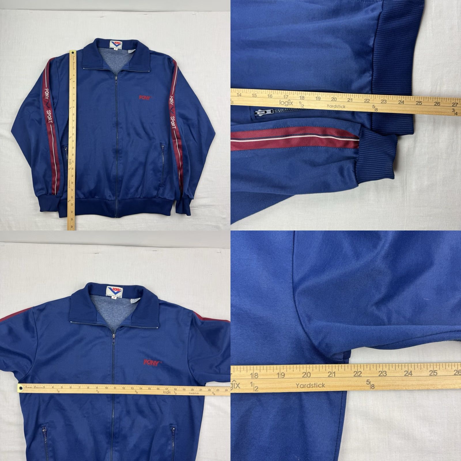 PONY VINTAGE PONY Athletic Jacket Men M Blue 80s Classic Collared Full Zip Sweatshirt-style Jacket Size US M / EU 48-50 / 2 - 8 Thumbnail