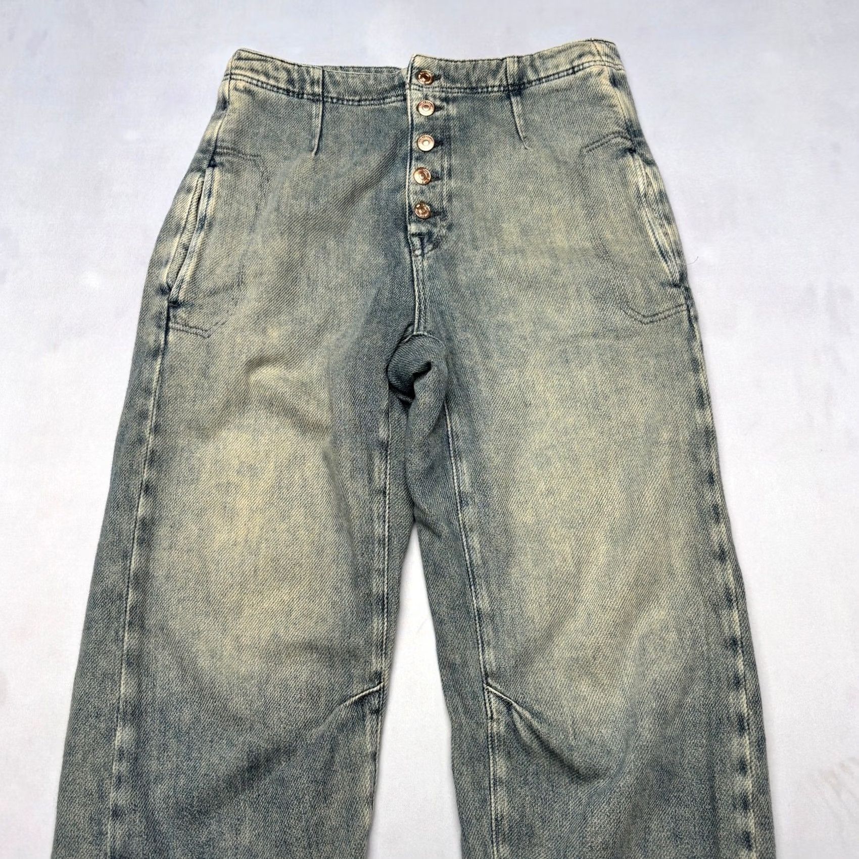Vintage Free People We The Free Women's 30 Barrel Jeans Blue Boho Indie Size 30" / US 8 / IT 44 - 2 Thumbnail