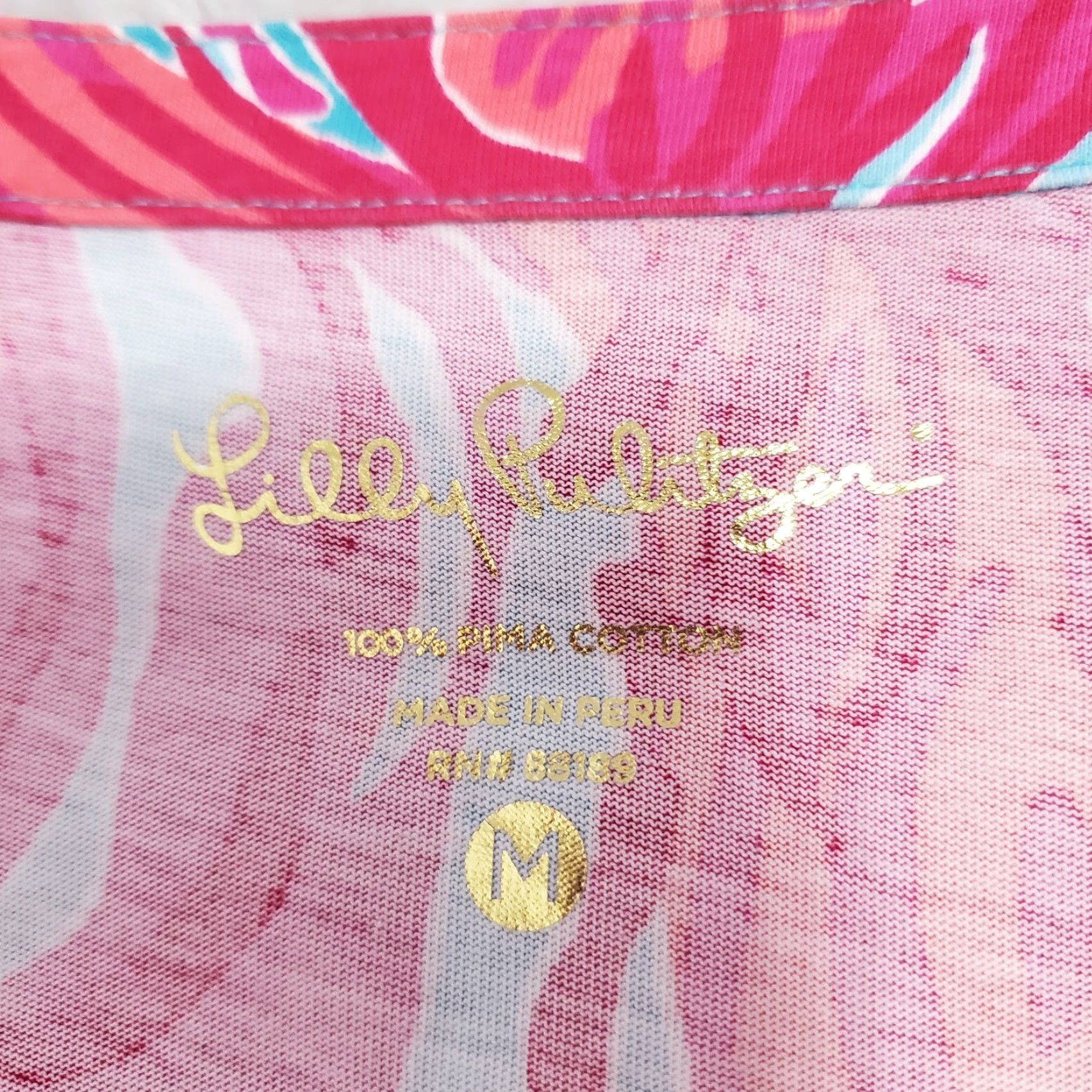 Lilly Pulitzer Lilly Pulitzer Alessia Dress Womens M Pima Cotton Pink Floral Resort Sea V-Neck 3/4 Sleeve Pullover Knee Length A-Line Sundress Size M / US 6-8 / IT 42-44 - 3 Thumbnail