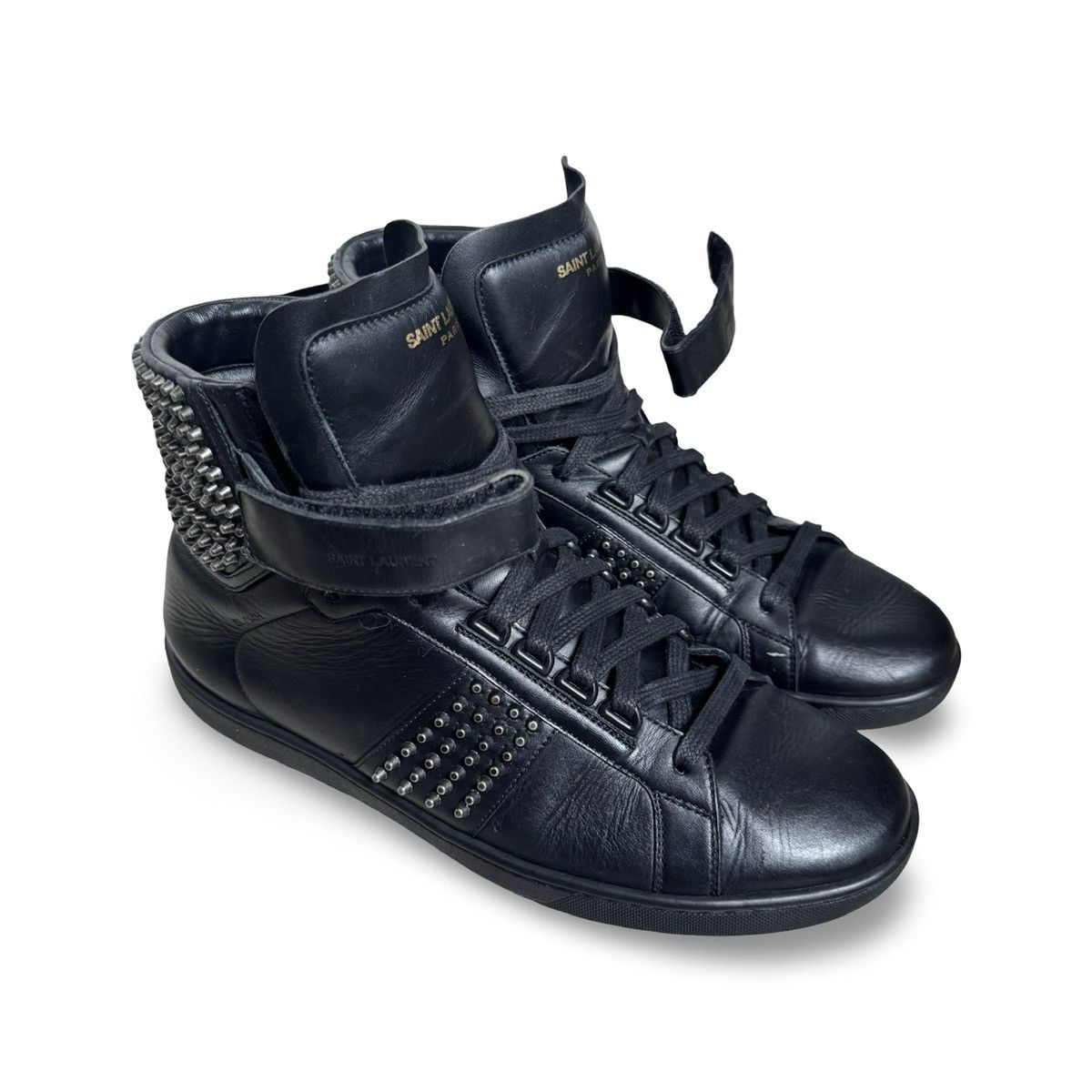 Saint Laurent Paris SAINT LAURENT PARIS SL/14H BLACK STUDDED HIGHTOPS Size US 10.5 / EU 43-44 - 3 Thumbnail