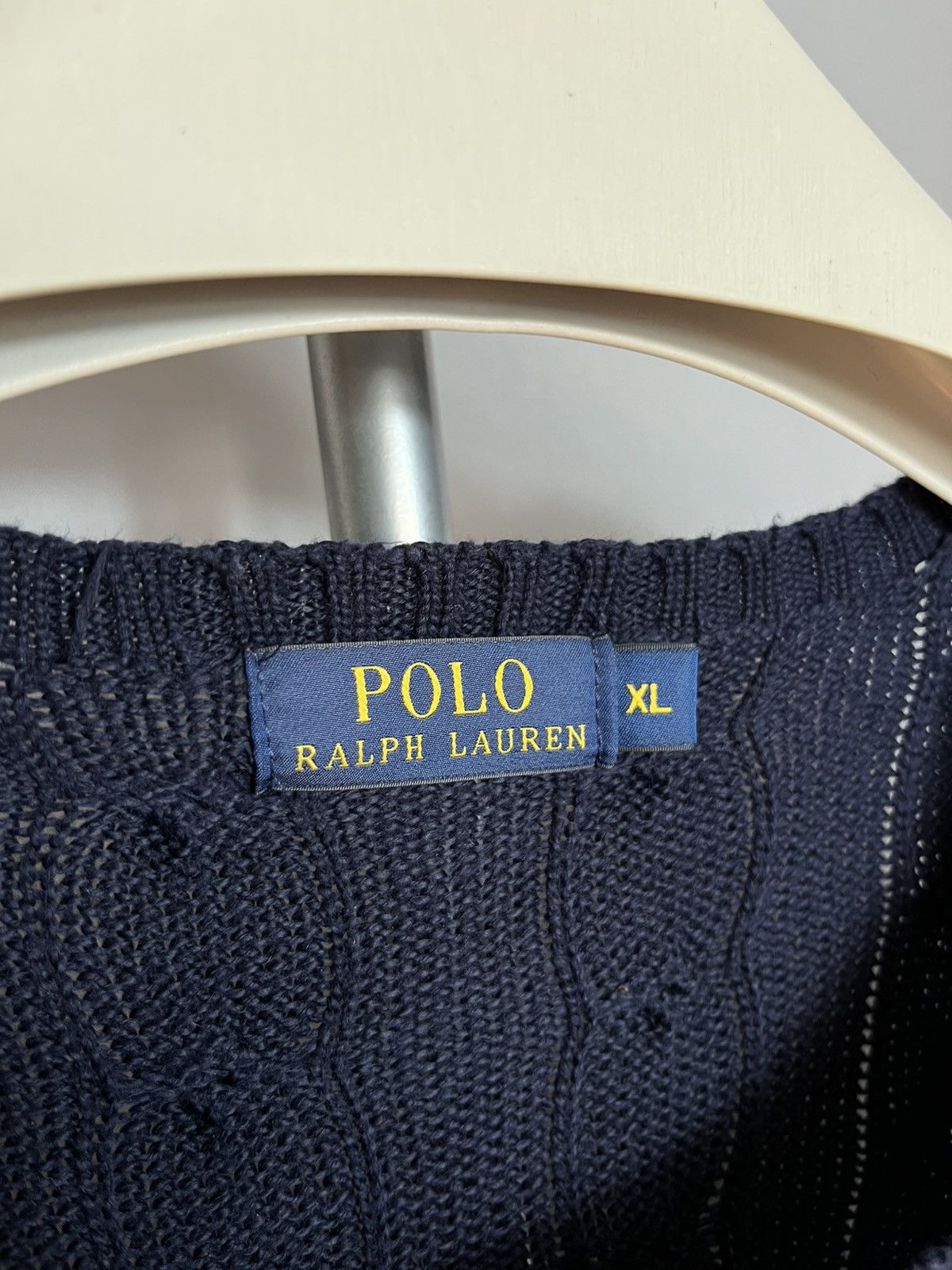 Polo Ralph Lauren Polo Ralph Lauren Cable Knit Sweater Navy Cotton Mens Size US XL / EU 56 / 4 - 2 Thumbnail