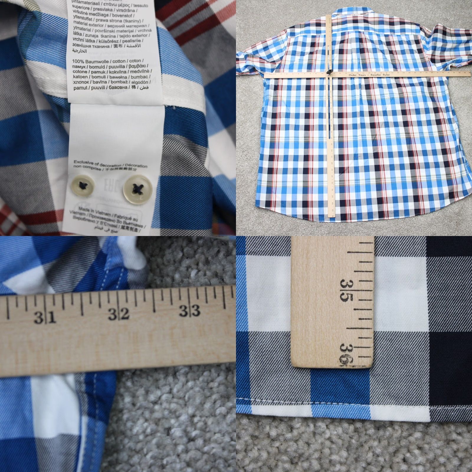 Vintage Fynch Hatton Shirt Mens 6XL Blue Red Plaid Long Sleeve Button-Up NWT Cotton 100% Size US XXL / EU 58 / 5 - 9 Thumbnail