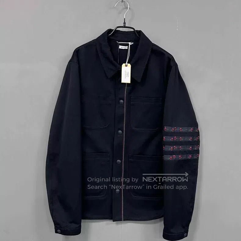 Thom Browne Thom Browne Rose embroidery striped multi-pocket coat Size US S / EU 44-46 / 1 - 1 Thumbnail