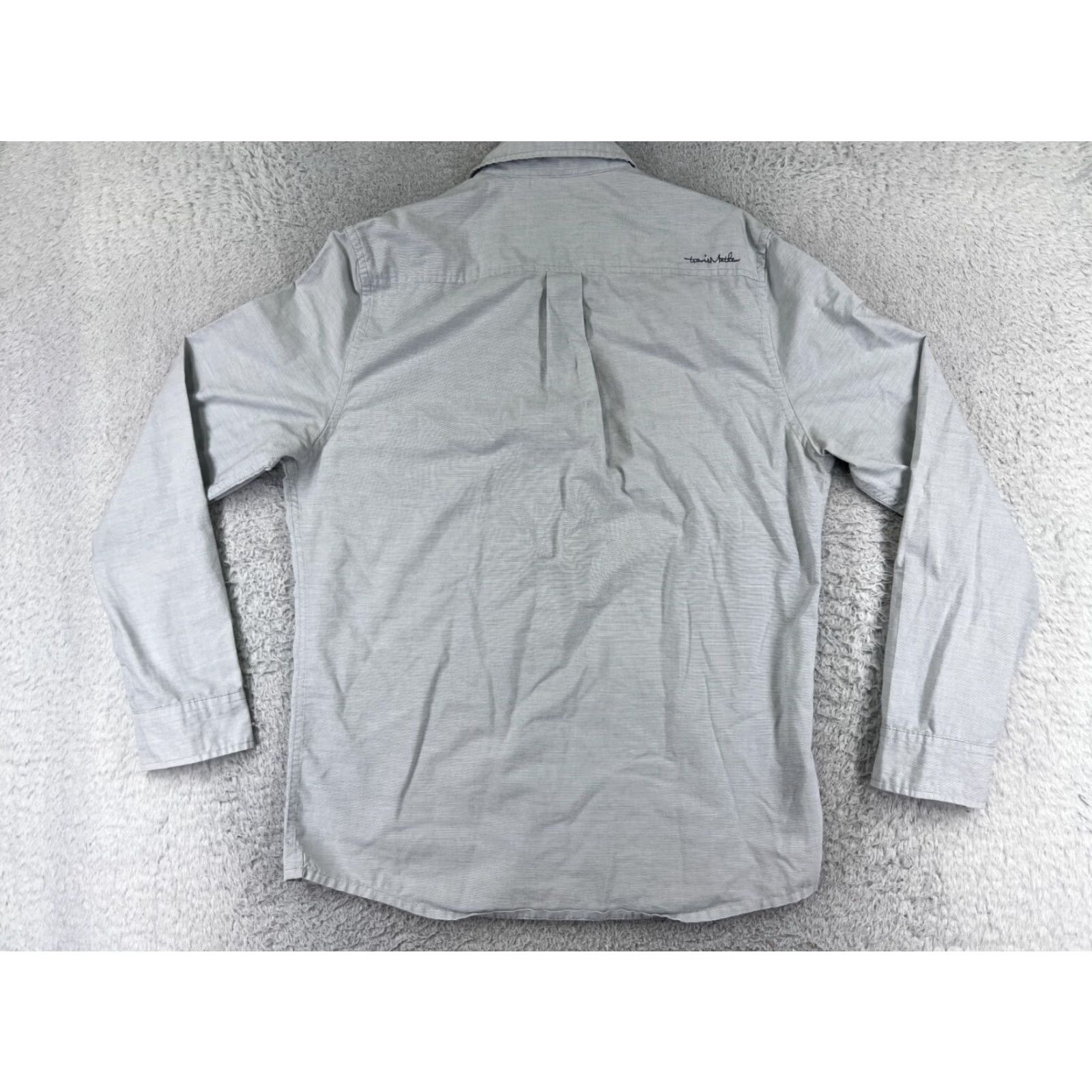 TravisMathew Travis Mathew Shirt Mens XL Gray Stripe Button-Up Long Sleeve Slim Fit Size US XL / EU 56 / 4 - 2 Thumbnail