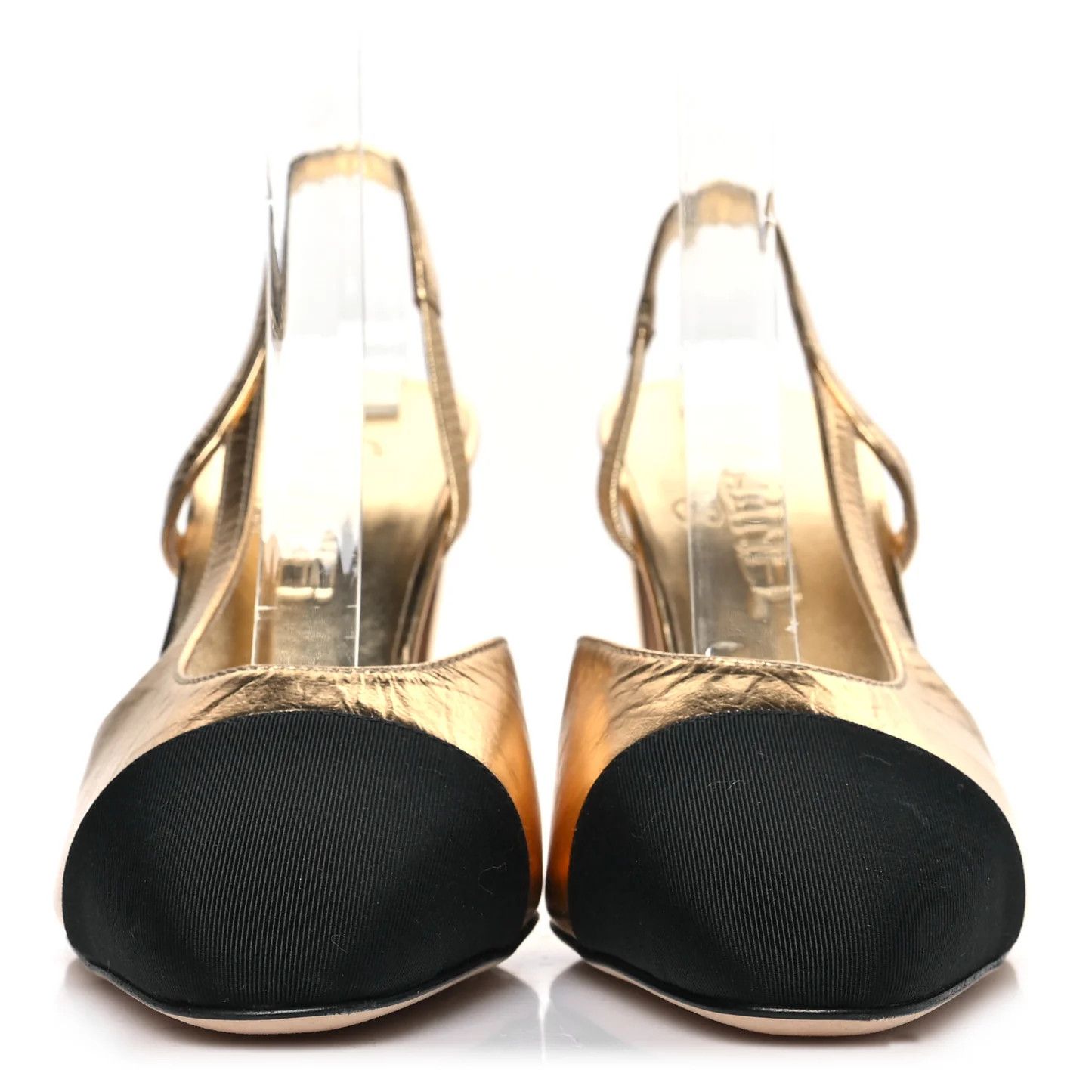 Chanel o1h1sh10526 Grosgrain Slingbacks in Gold/Black Size US 8 / IT 38 - 3 Thumbnail