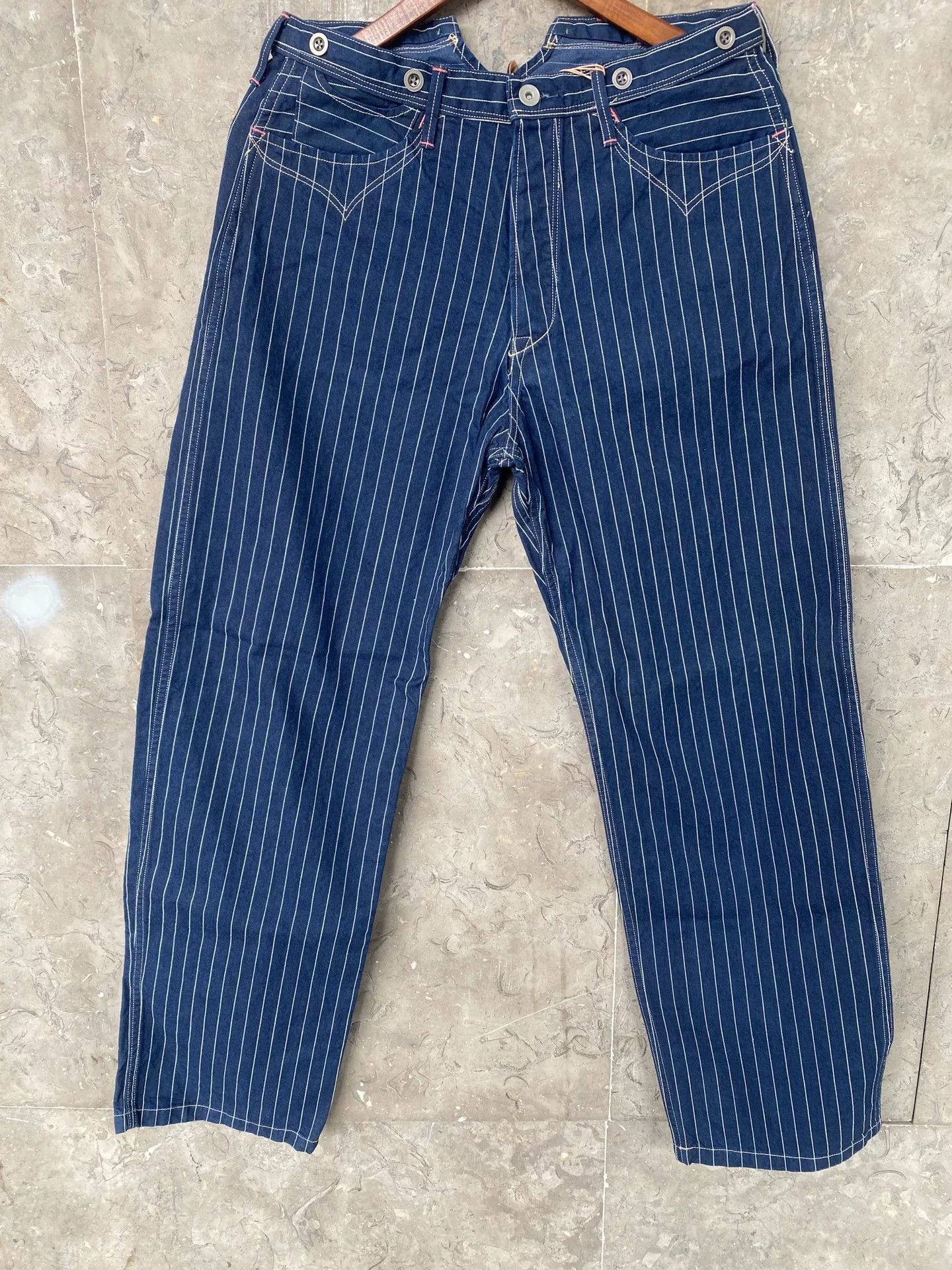 &SONS Gypsy&sons Indigo Striped Loose Cargo Pants Size US 37 - 1 Thumbnail